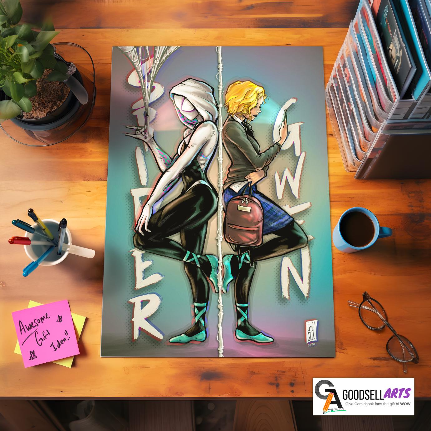 Gwen Stacy Poster | Gwen SpiderVerse art print, Marvel Gwen Stacy Wall Art, Marvel Gwen Spider Woman, Gwen Stacy art | Ghost spider poster