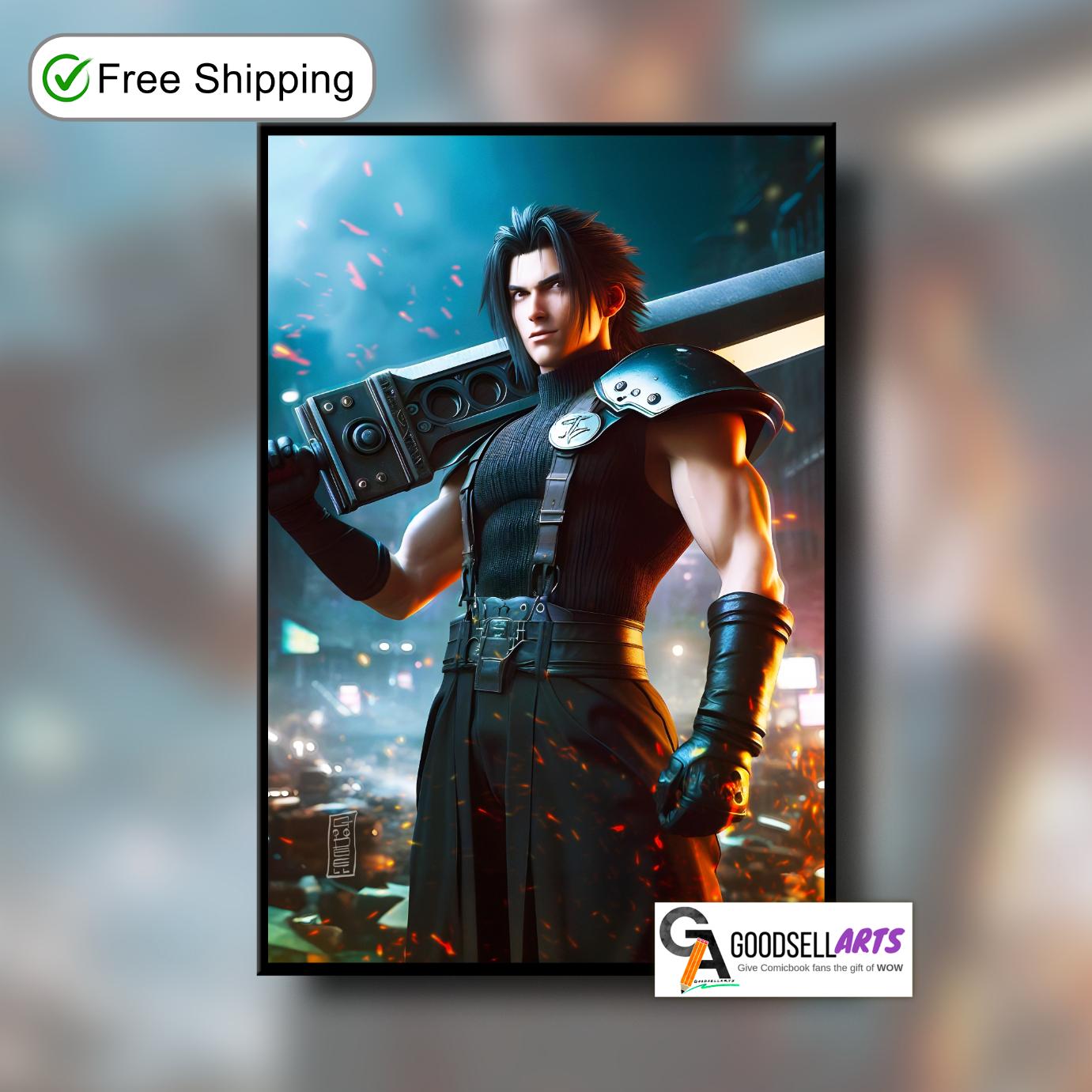 Zack Fair Final Fantasy Poster | Zack FF7 art print | Zack FF7 remake | Gaming Room Decor | Video Game wall art | FF7 art print