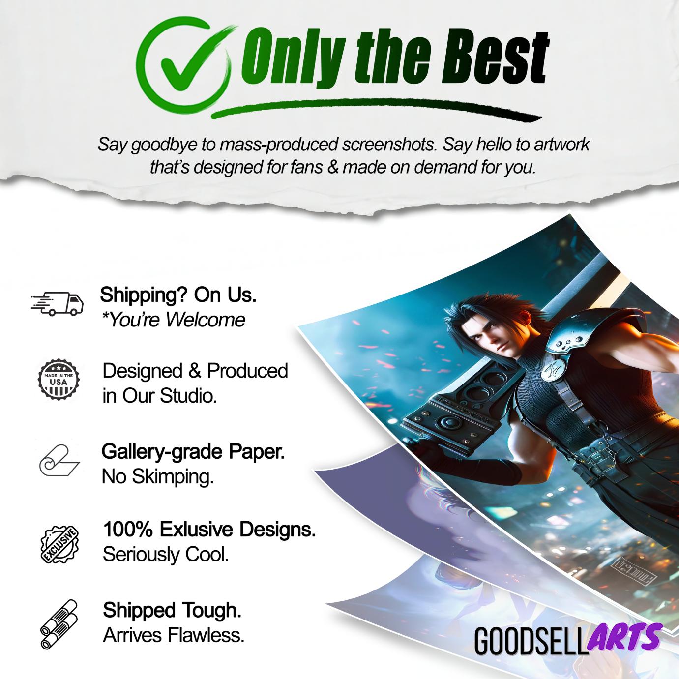 Zack Fair Final Fantasy Poster | Zack FF7 art print | Zack FF7 remake | Gaming Room Decor | Video Game wall art | FF7 art print