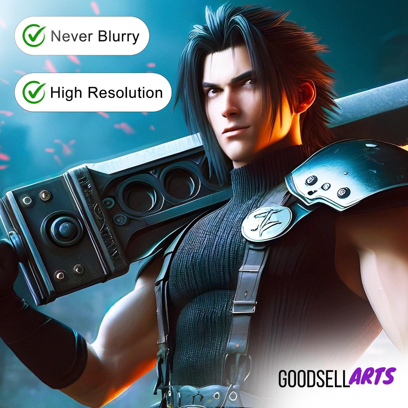 Zack Fair Final Fantasy Poster | Zack FF7 art print | Zack FF7 remake | Gaming Room Decor | Video Game wall art | FF7 art print