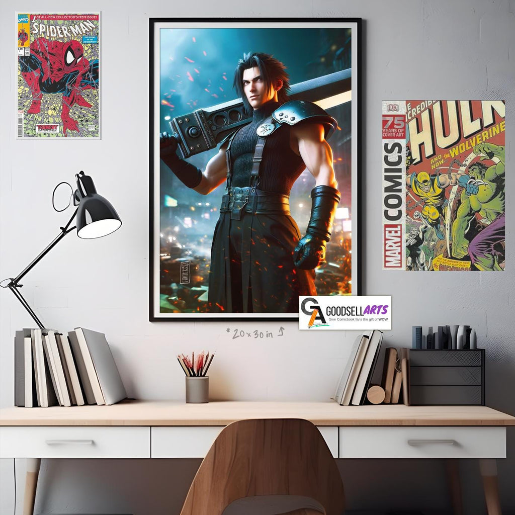 Zack Fair Final Fantasy Poster | Zack FF7 art print | Zack FF7 remake | Gaming Room Decor | Video Game wall art | FF7 art print