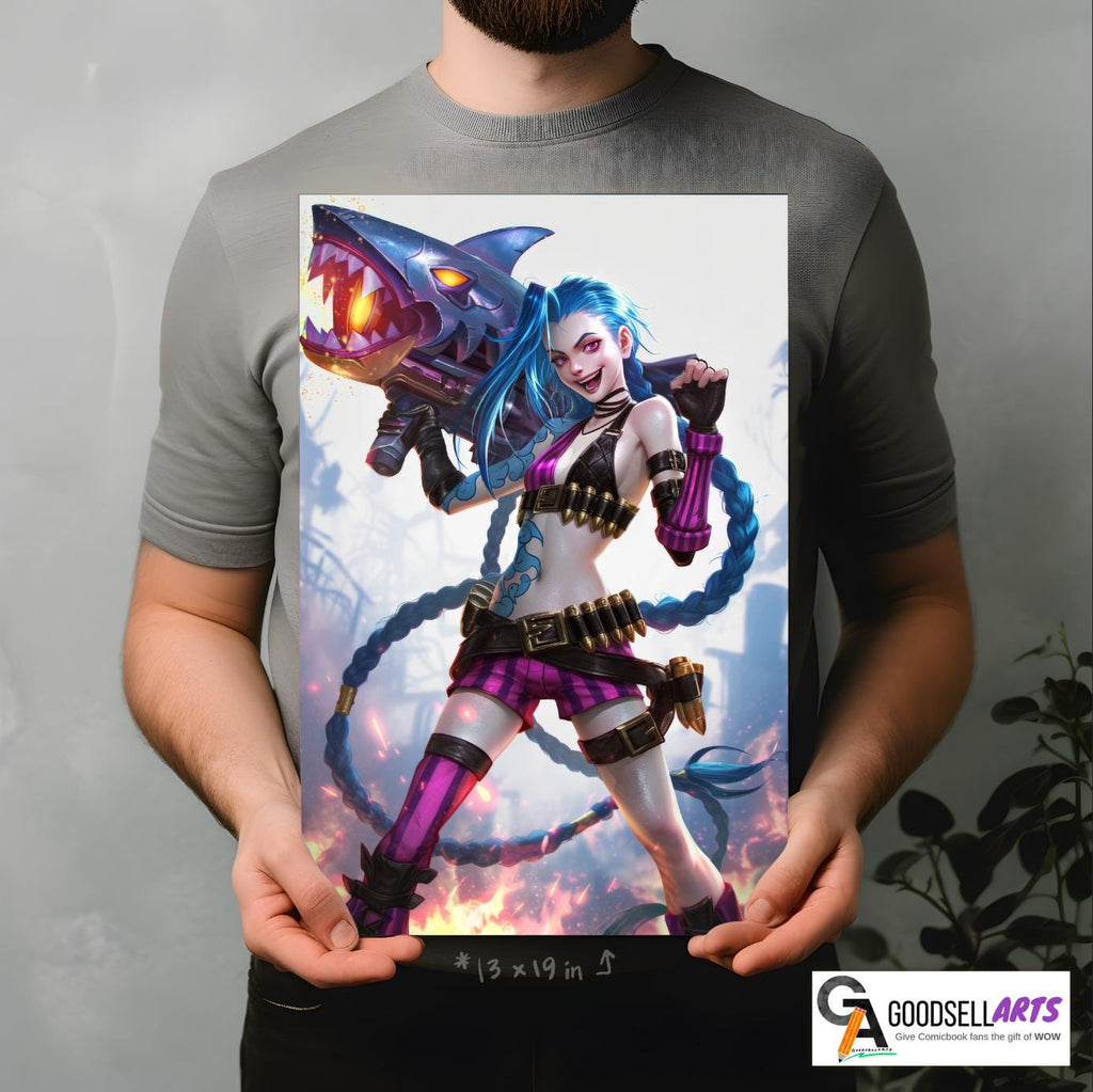 Jinx Poster | League of Legends wall Art Print, Jinx Champion, Video Game Room Decor, Original Jinx poster, Jinx fan gift, Powder poster