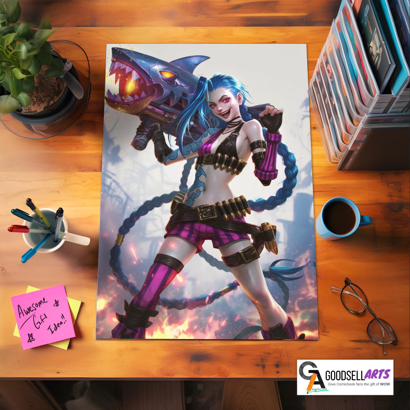 Jinx Poster | League of Legends wall Art Print, Jinx Champion, Video Game Room Decor, Original Jinx poster, Jinx fan gift, Powder poster
