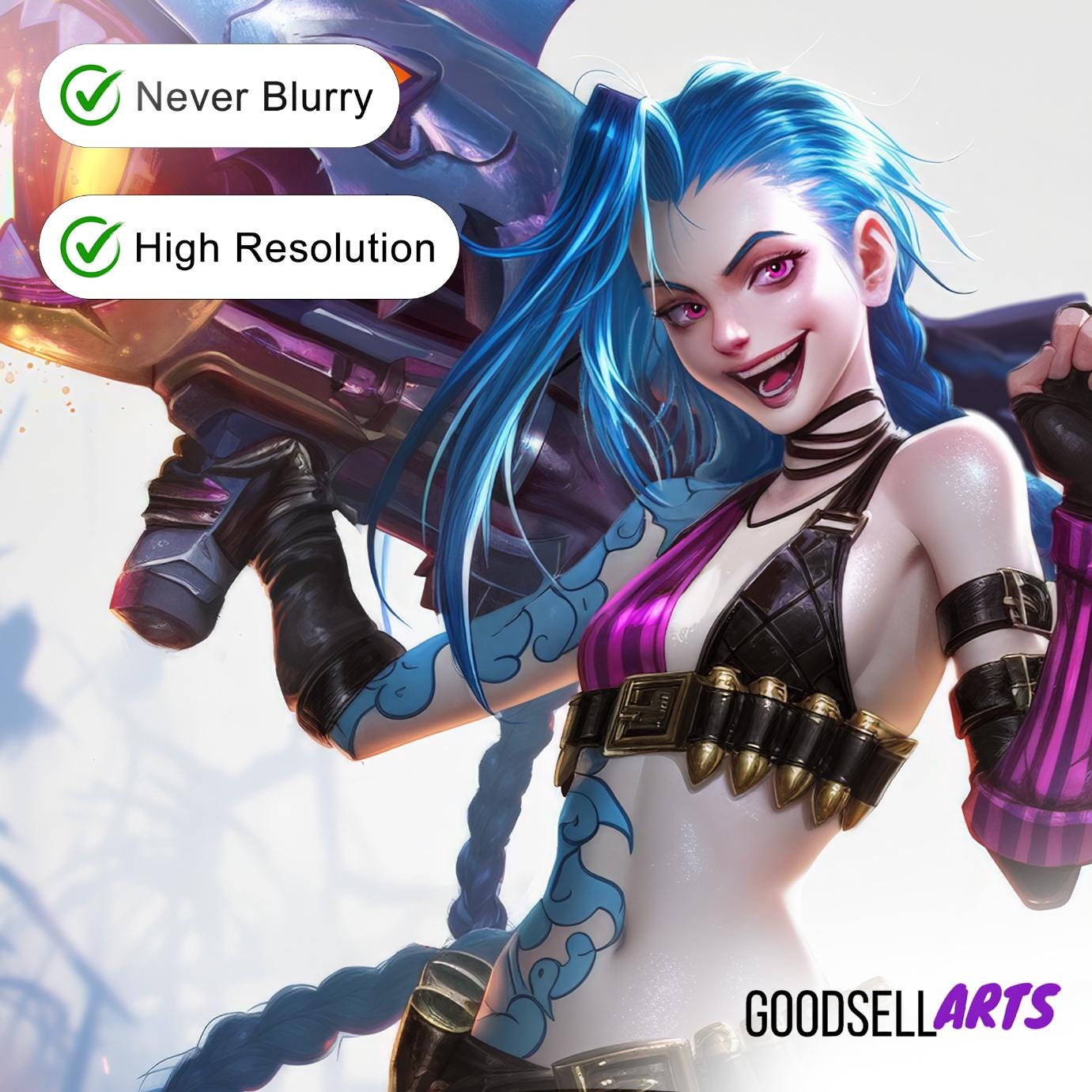 Jinx Poster | League of Legends wall Art Print, Jinx Champion, Video Game Room Decor, Original Jinx poster, Jinx fan gift, Powder poster