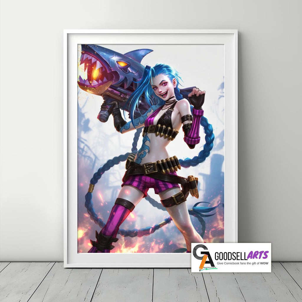 Jinx Poster | League of Legends wall Art Print, Jinx Champion, Video Game Room Decor, Original Jinx poster, Jinx fan gift, Powder poster