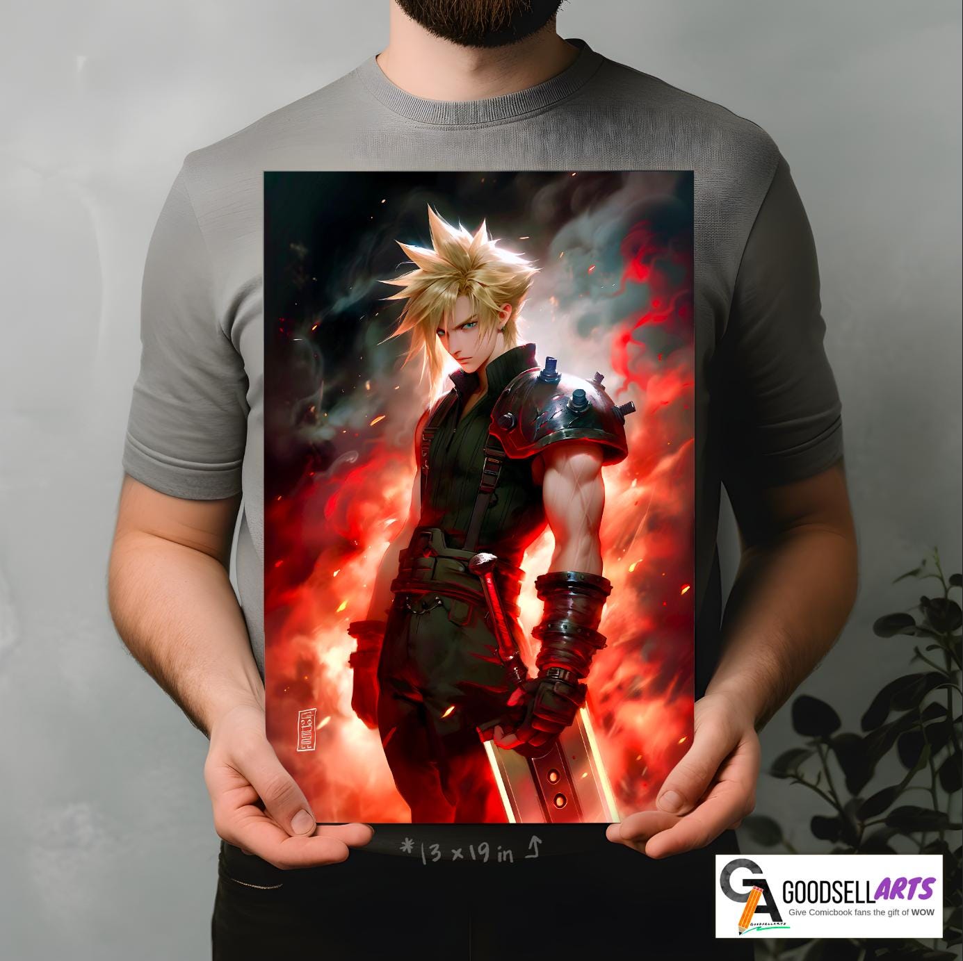 Cloud Strife Poster Print | Final Fantasy 7 poster | Cloud FF7 remake | Final Fantasy Gaming Decor | Cloud wall art | Cloud Strife art print