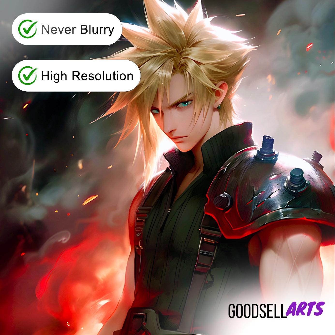 Cloud Strife Poster Print | Final Fantasy 7 poster | Cloud FF7 remake | Final Fantasy Gaming Decor | Cloud wall art | Cloud Strife art print