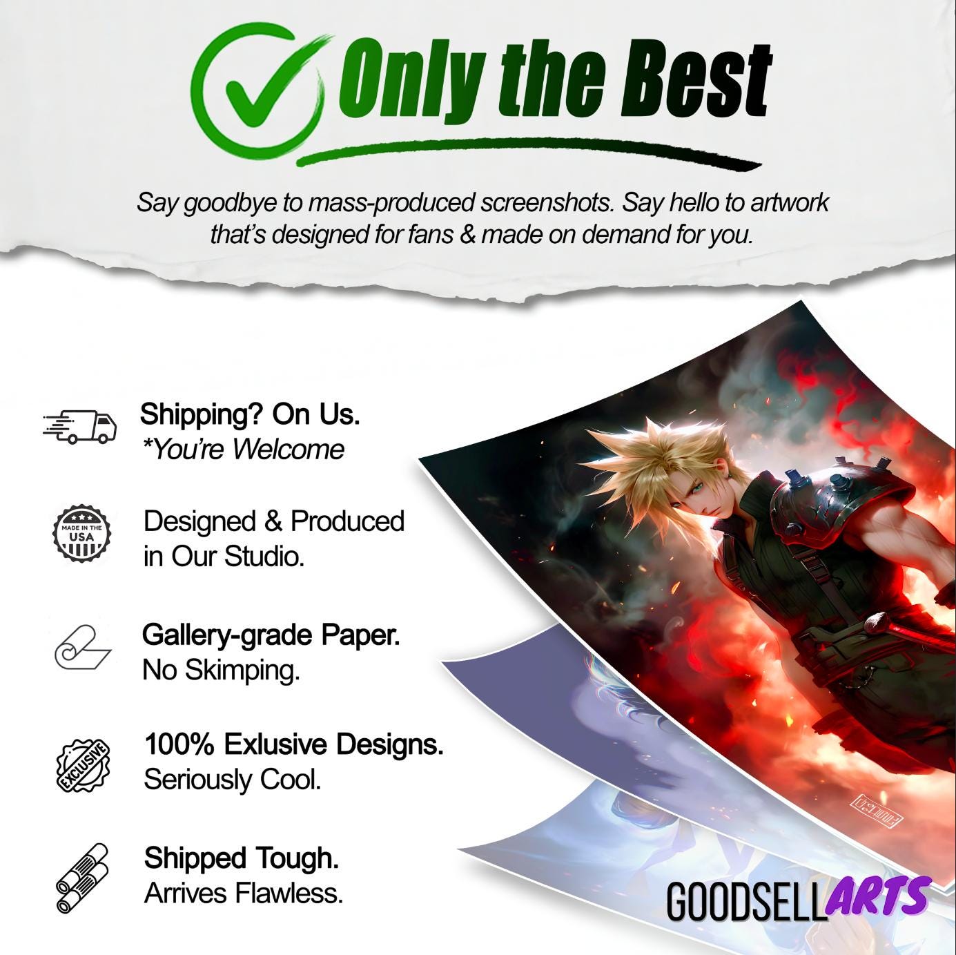 Cloud Strife Poster Print | Final Fantasy 7 poster | Cloud FF7 remake | Final Fantasy Gaming Decor | Cloud wall art | Cloud Strife art print