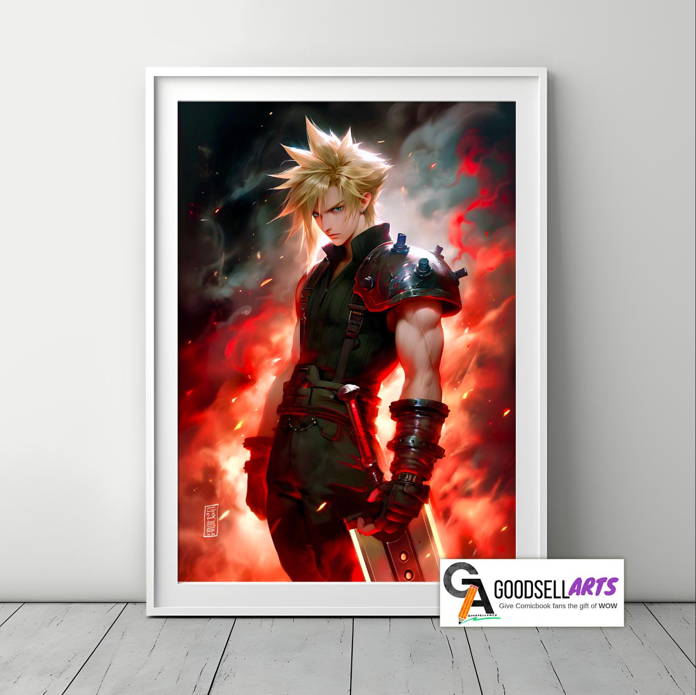 Cloud Strife Poster Print | Final Fantasy 7 poster | Cloud FF7 remake | Final Fantasy Gaming Decor | Cloud wall art | Cloud Strife art print
