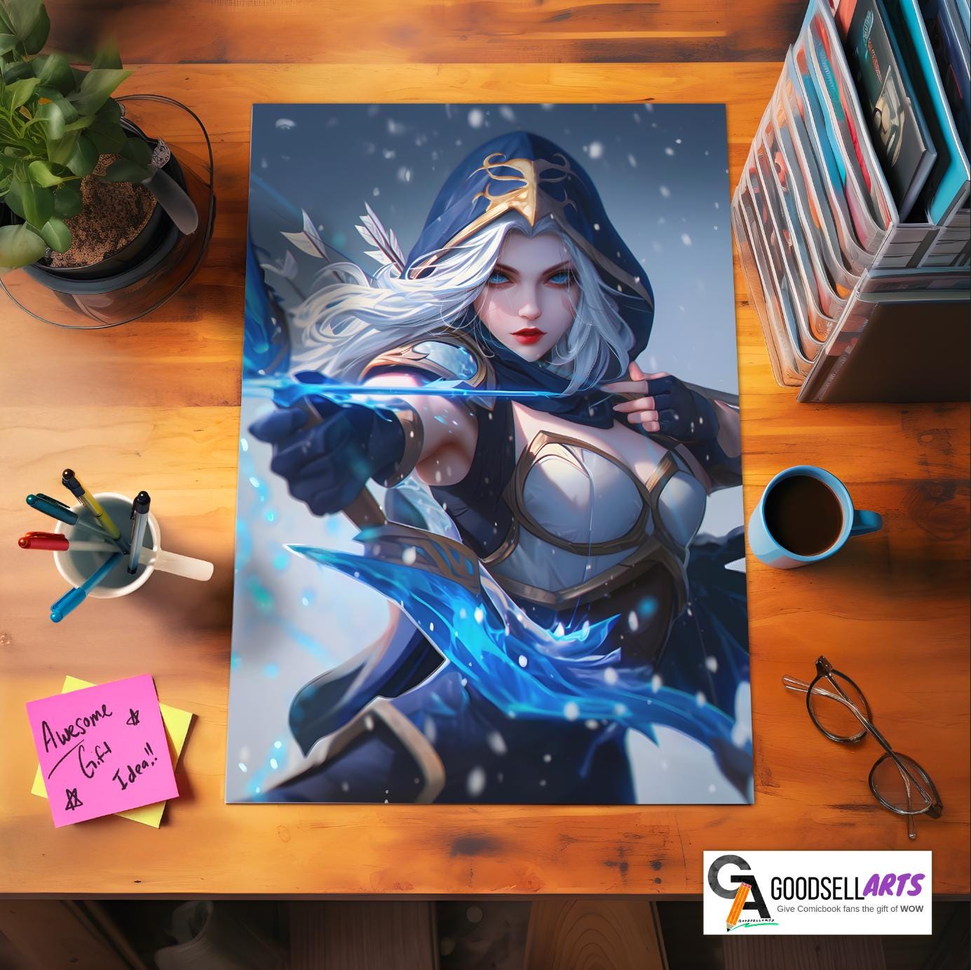 Ashe League Poster | League of Legends poster | Gaming Decor | Ashe wall art print | Video game poster | Gaming gift | Ashe Champion poster