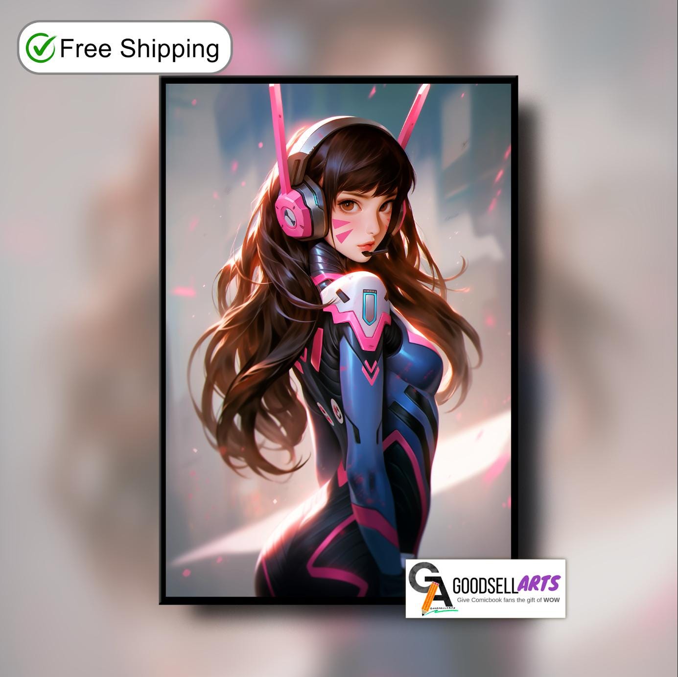 D.Va Poster, Hero D.Va art print, Hana Song Gaming Poster, D.Va Tokki wall art, D.Va Game Room Decor, D.Va fan art gift, video game poster