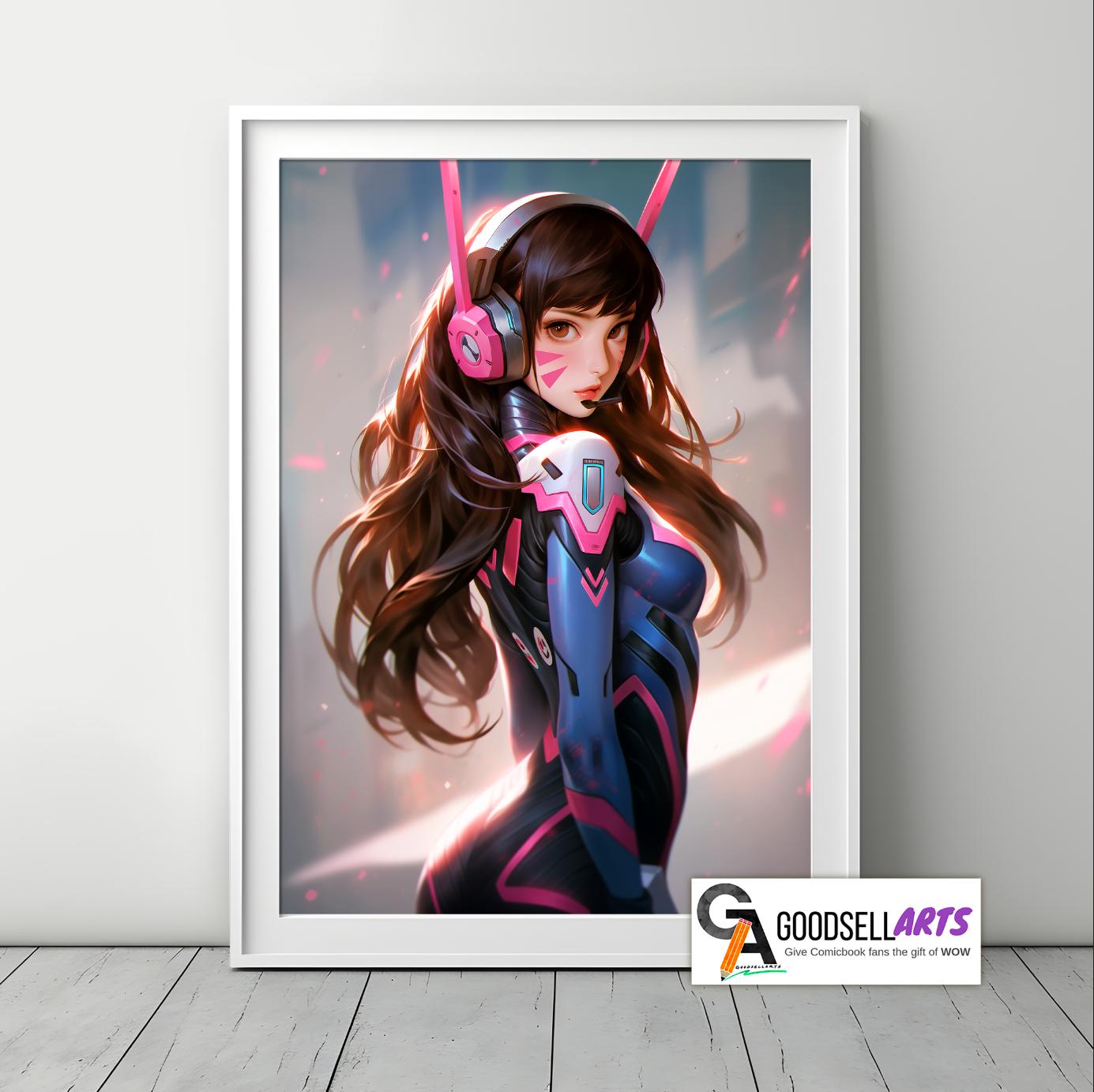 D.Va Poster, Hero D.Va art print, Hana Song Gaming Poster, D.Va Tokki wall art, D.Va Game Room Decor, D.Va fan art gift, video game poster
