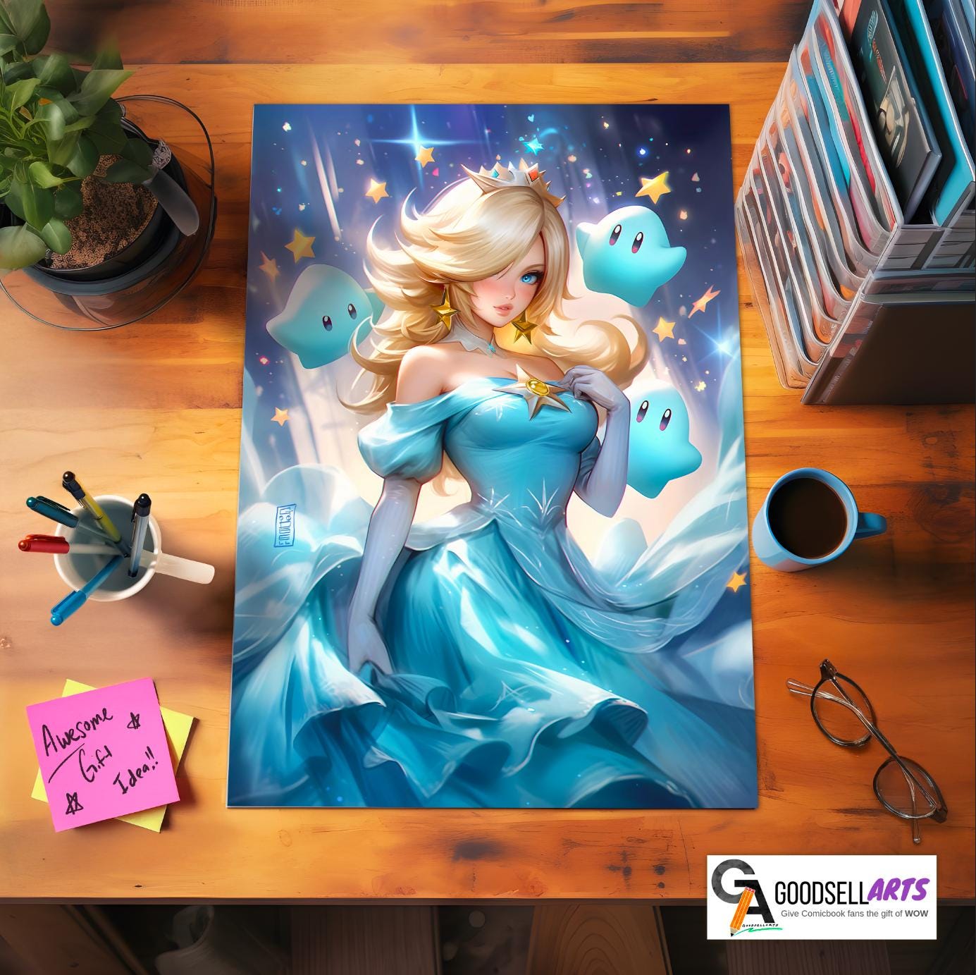 Princess Rosalina Poster, Super Mario Galaxy poster, Nintendo art print, Gaming Poster, Video Game room decor, Rosalina Mario Art Print