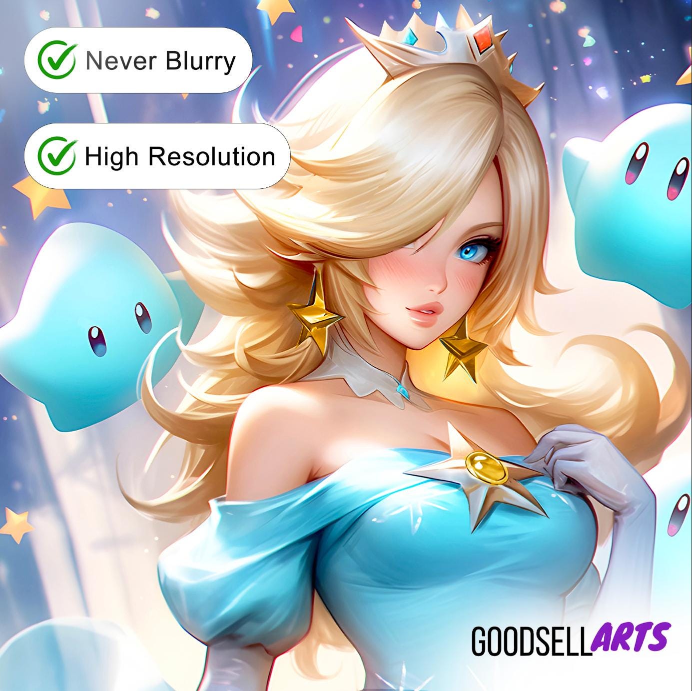 Princess Rosalina Poster, Super Mario Galaxy poster, Nintendo art print, Gaming Poster, Video Game room decor, Rosalina Mario Art Print