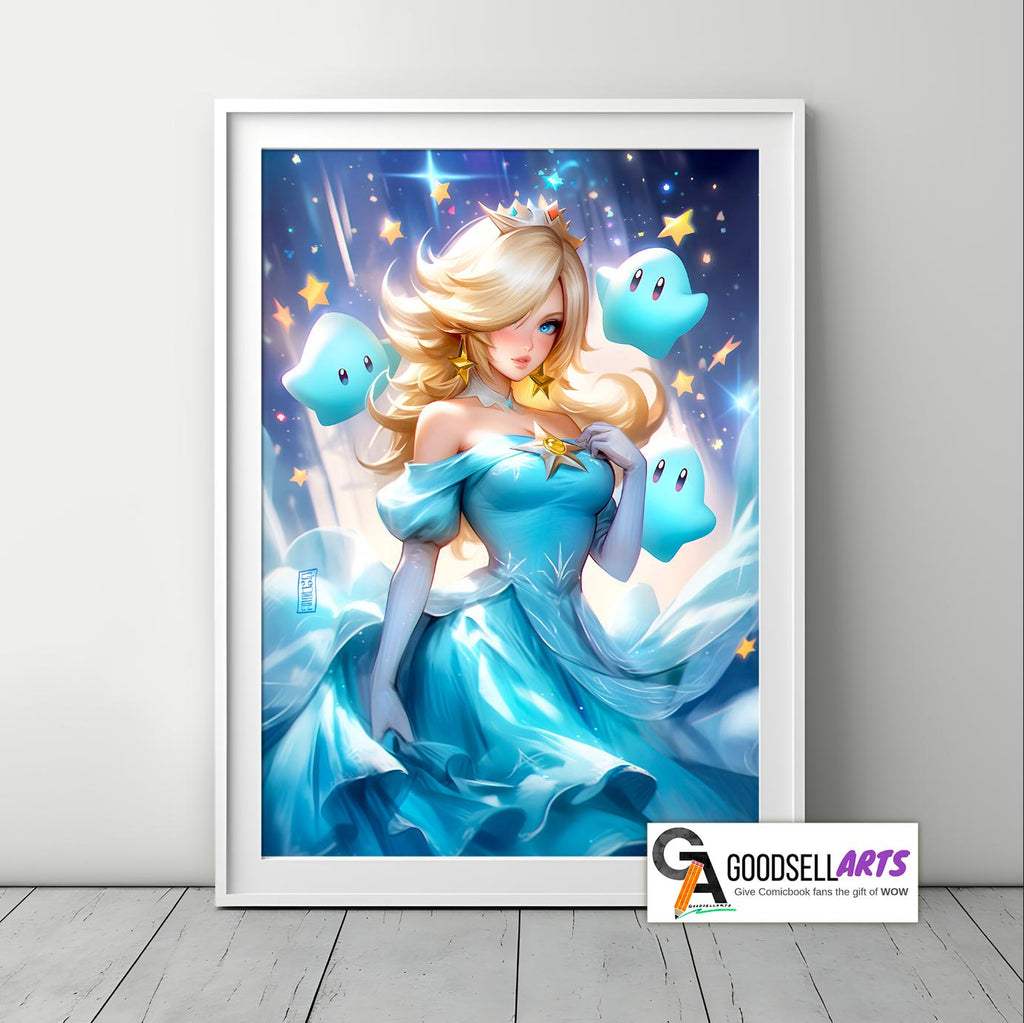 Princess Rosalina Poster, Super Mario Galaxy poster, Nintendo art print, Gaming Poster, Video Game room decor, Rosalina Mario Art Print