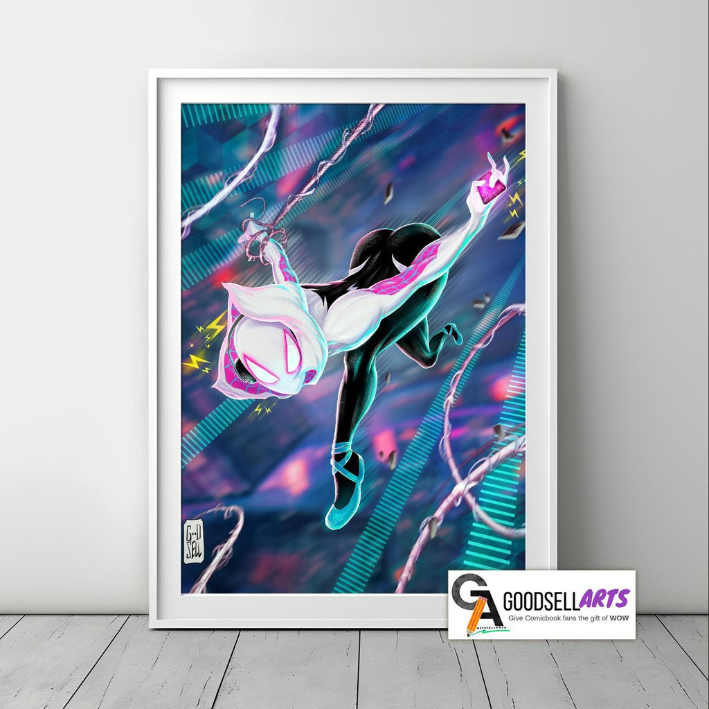 Spiderverse poster | Gwen Stacy poster| Spider Girl | Marvel Wall Art | Gwen Stacy art print | Ghost Spider art | Spiderman Gwen Stacy Gift