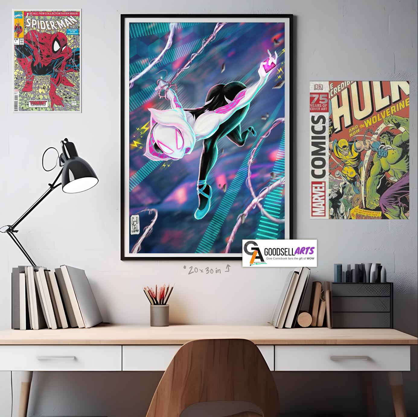 Spiderverse poster | Gwen Stacy poster| Spider Girl | Marvel Wall Art | Gwen Stacy art print | Ghost Spider art | Spiderman Gwen Stacy Gift