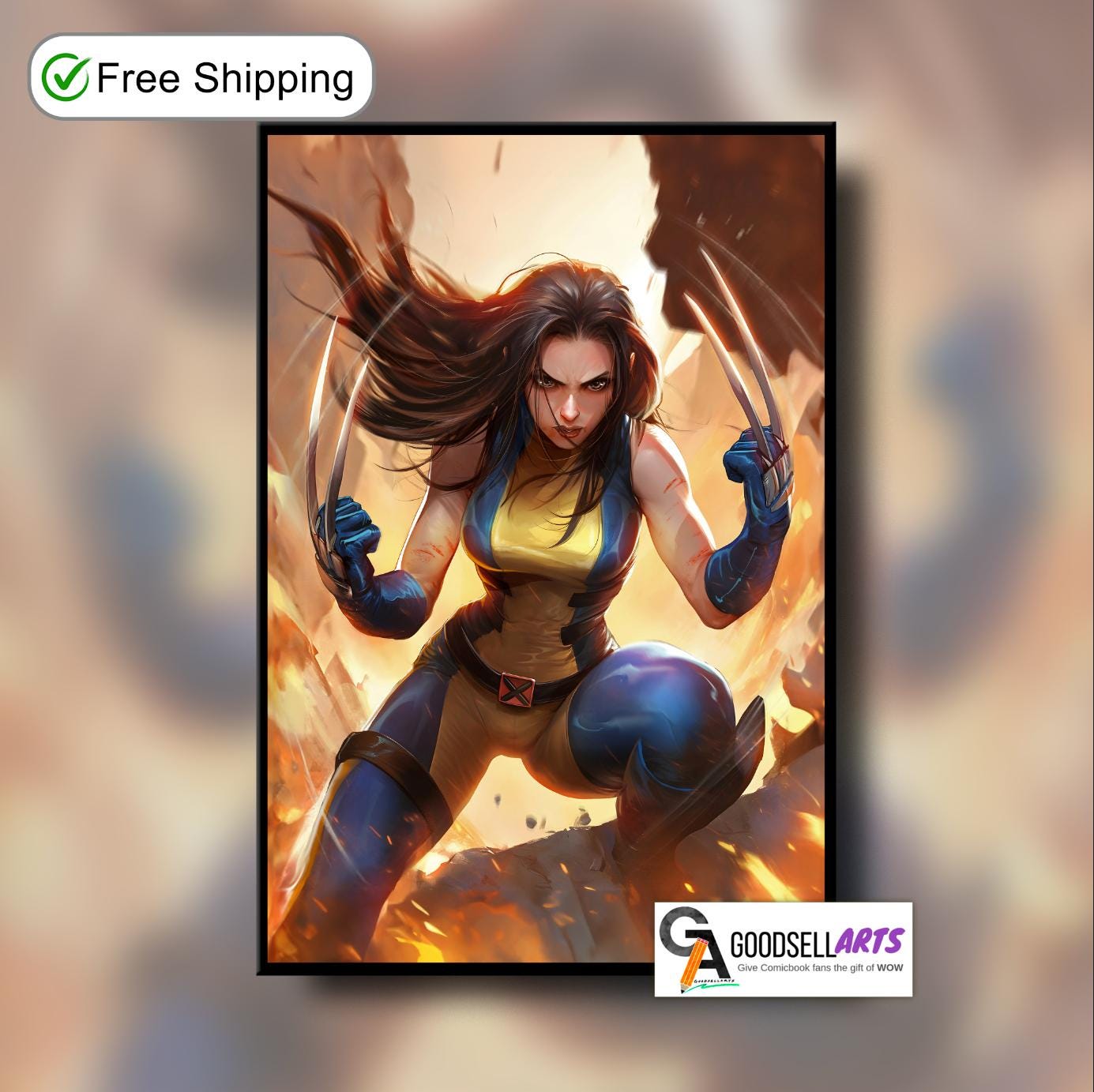 X-23 X-Men Poster, Female wolverine art print, Marvel Logan wall art, Wolverine X-Men Gift,  Geek Room Decor,  Laura Kinney X-23 fan art