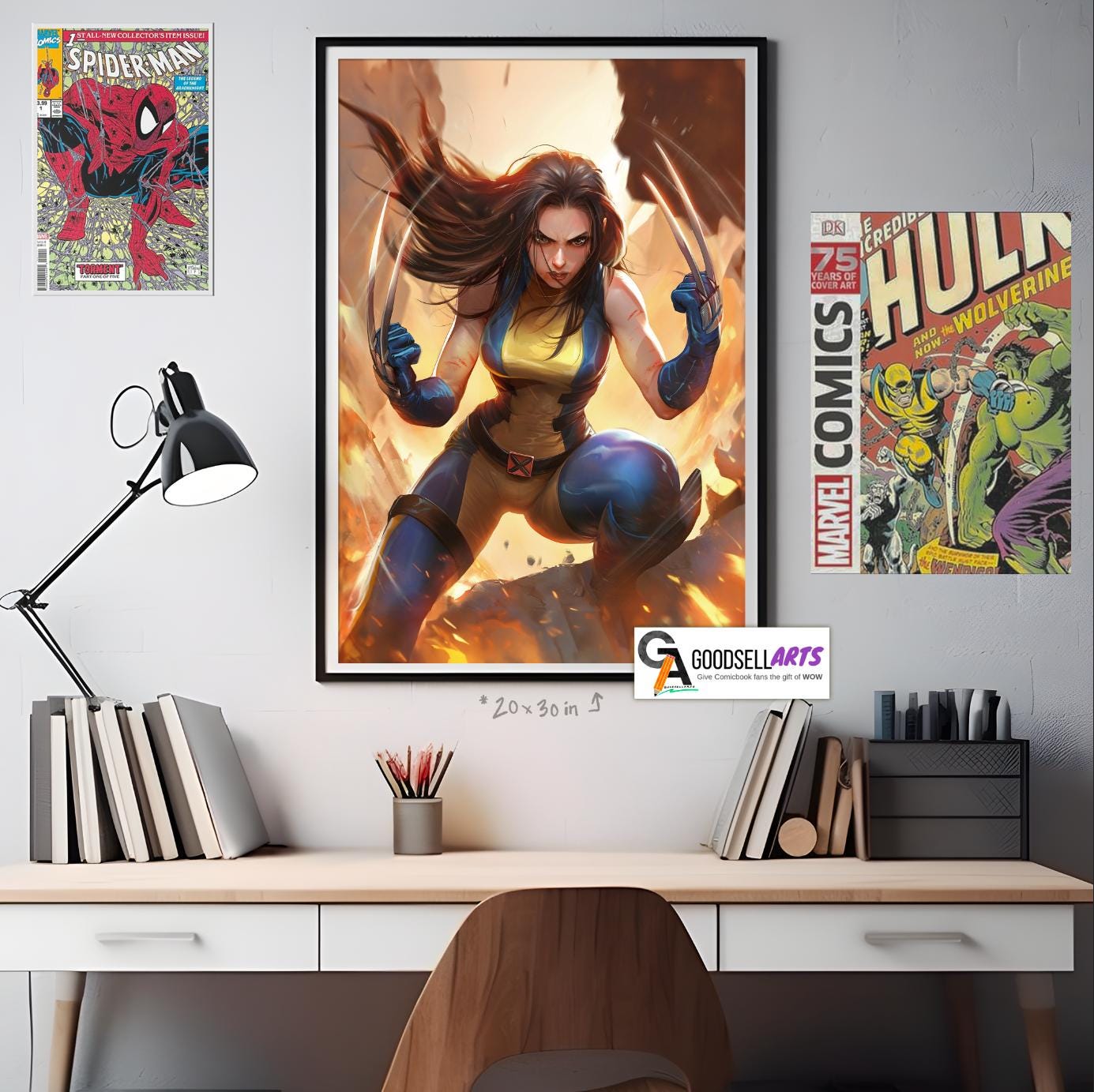 X-23 X-Men Poster, Female wolverine art print, Marvel Logan wall art, Wolverine X-Men Gift,  Geek Room Decor,  Laura Kinney X-23 fan art