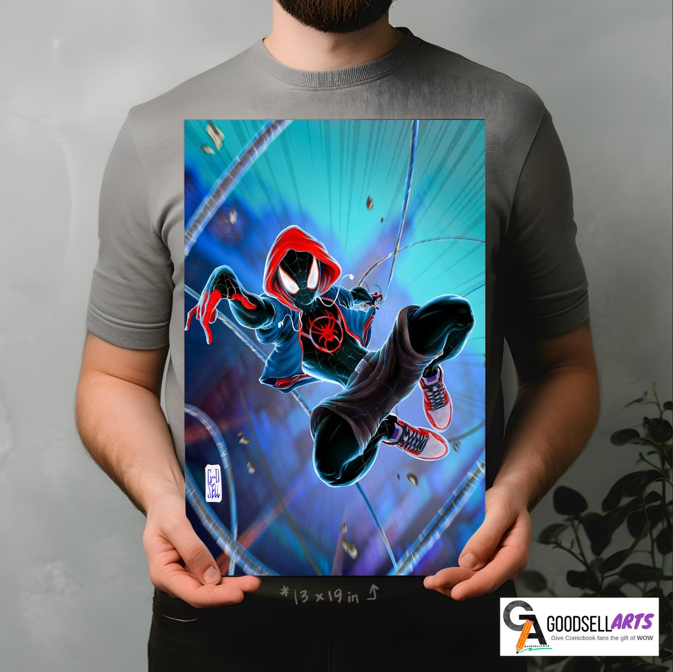 Miles Morales Spiderman Poster Print | Marvel Spider-Man Wall Art | Miles gift | Miles Morales art  | Geek Room Decor | Miles gift for him