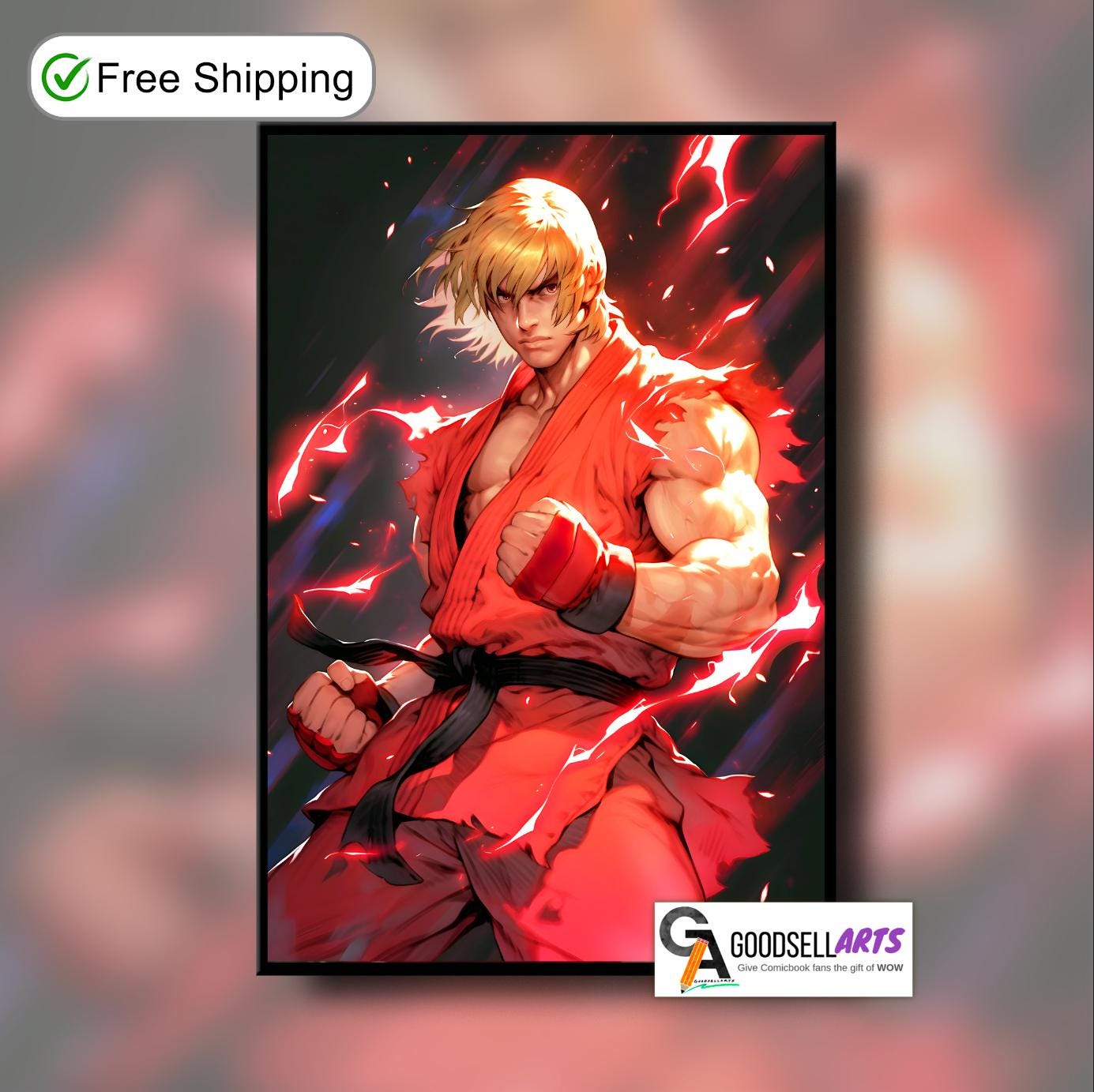 Ken Street Fighter Poster | Street Fighter Art | Ken Masters | SF6 | Video Game Poster | Ken SF Wall Art | Gamer Gift