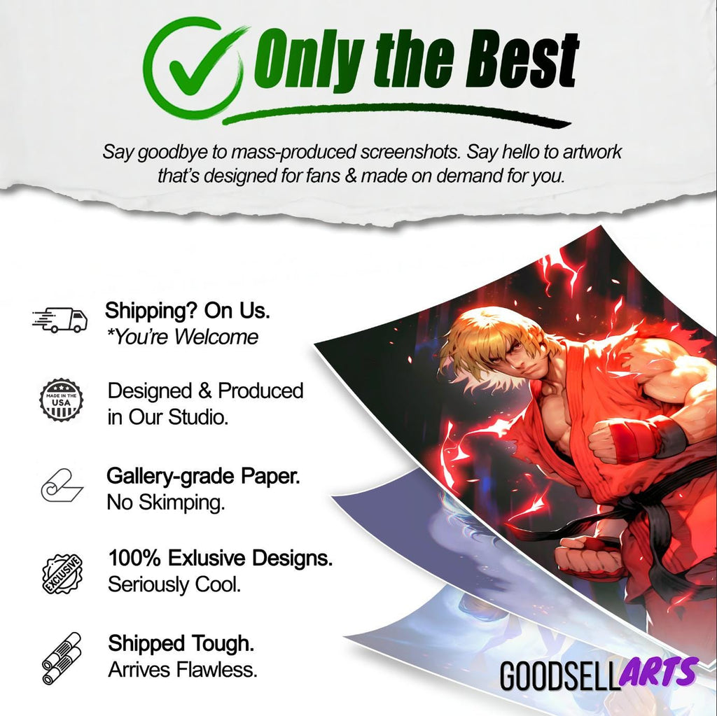 Ken Street Fighter Poster | Street Fighter Art | Ken Masters | SF6 | Video Game Poster | Ken SF Wall Art | Gamer Gift