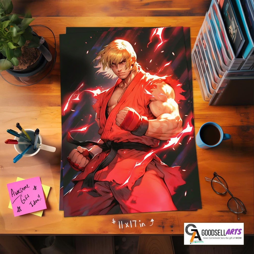 Ken Street Fighter Poster | Street Fighter Art | Ken Masters | SF6 | Video Game Poster | Ken SF Wall Art | Gamer Gift