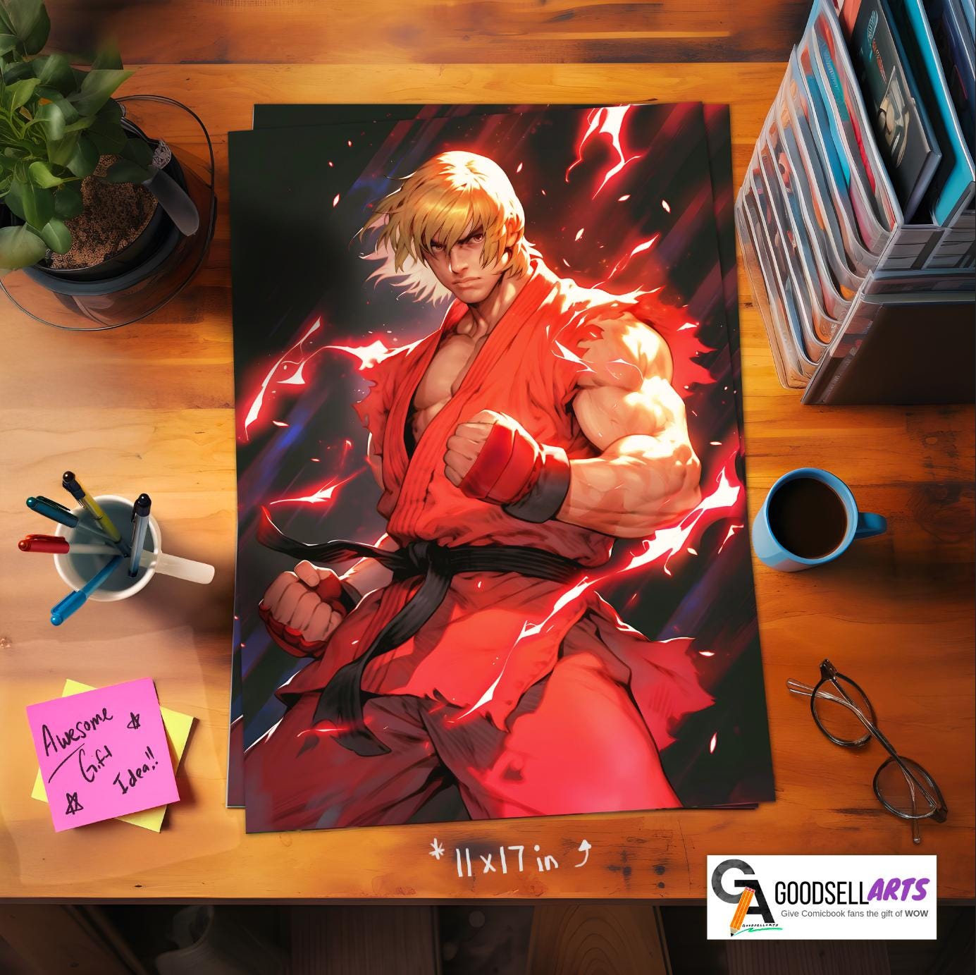 Ken Street Fighter Poster | Street Fighter Art | Ken Masters | SF6 | Video Game Poster | Ken SF Wall Art | Gamer Gift