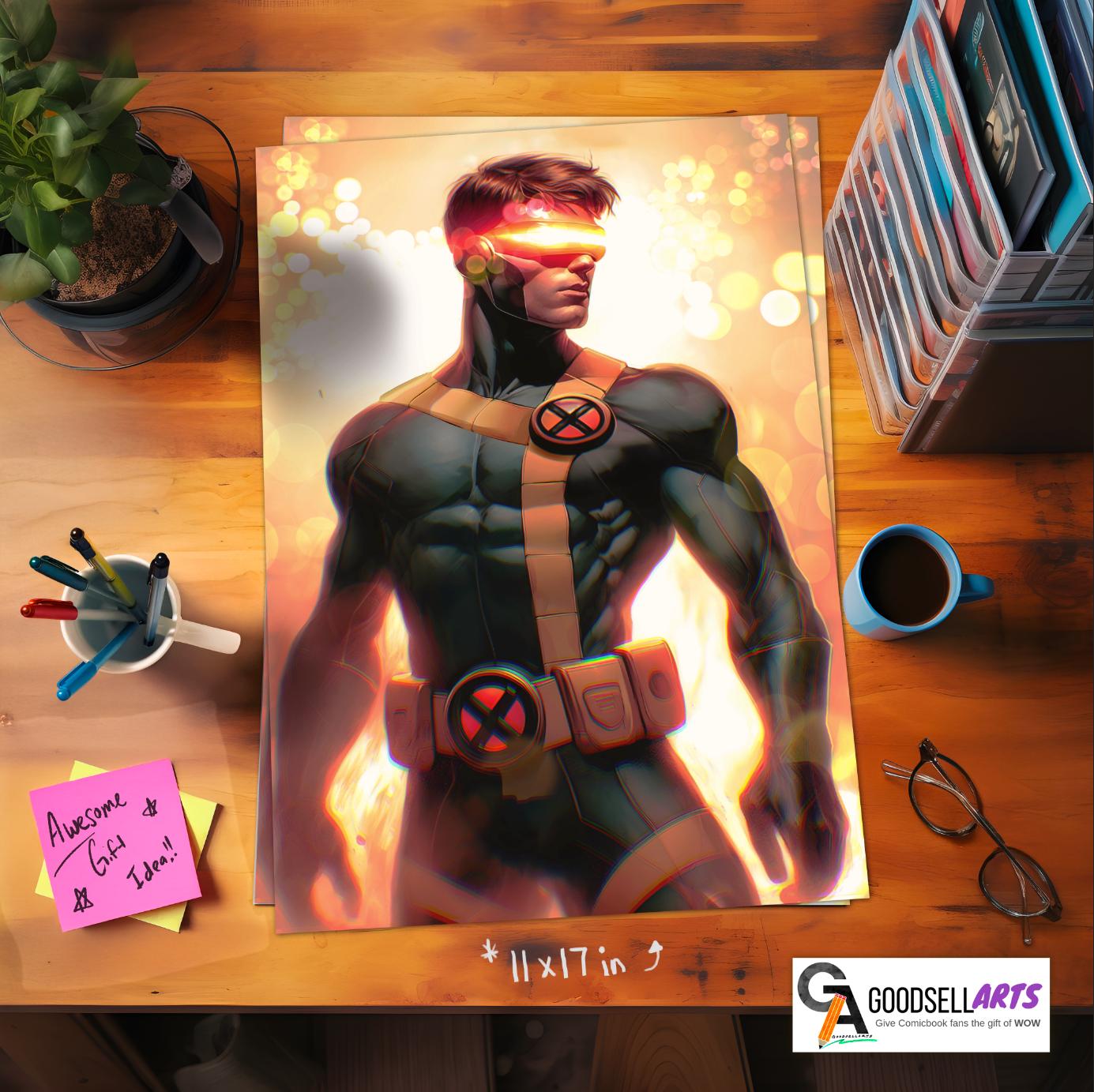 Cyclops X-men Art print | Marvel X-Men Cyclops poster | Cyclops Wall Art  | Scott Summers art print | X-men Cyclops Fan Gift for him