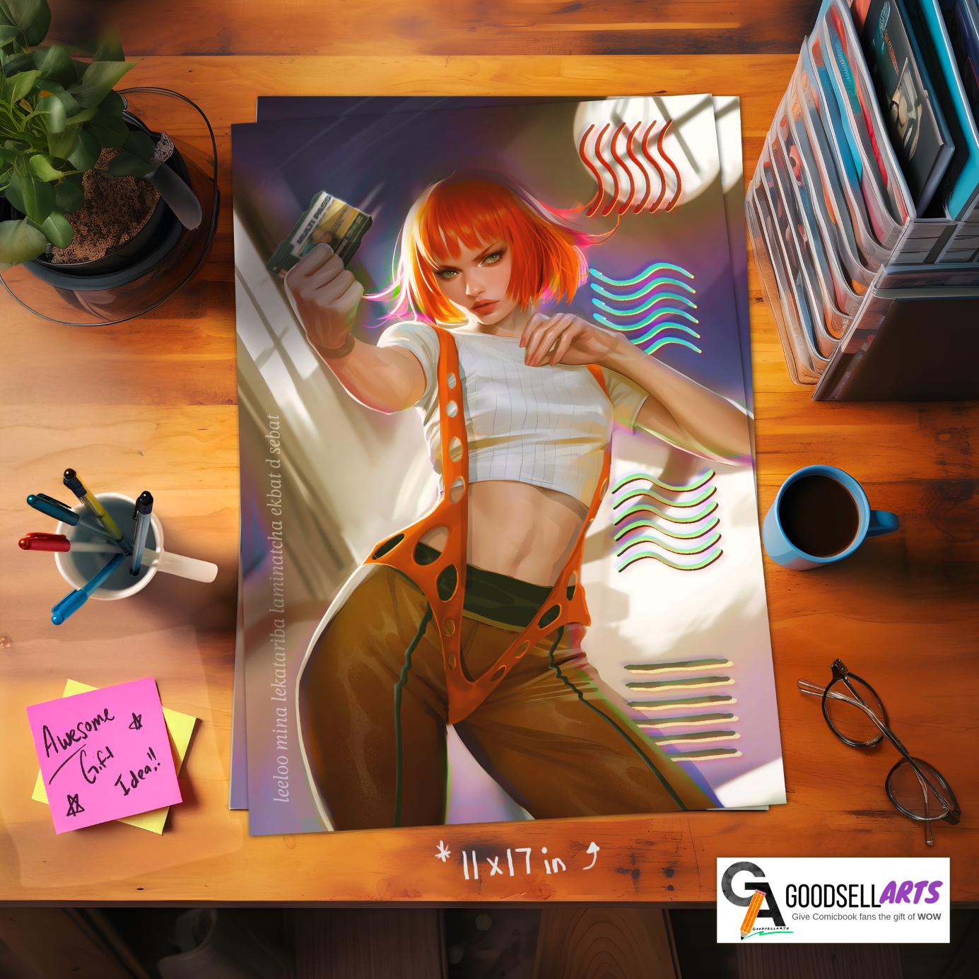 Fifth Element Leeloo Poster | &quot;Multi-Pass.&quot; Fifth element Movie gift | Leeloo Fifth Element art print | Sci Fi Gift Game room decor