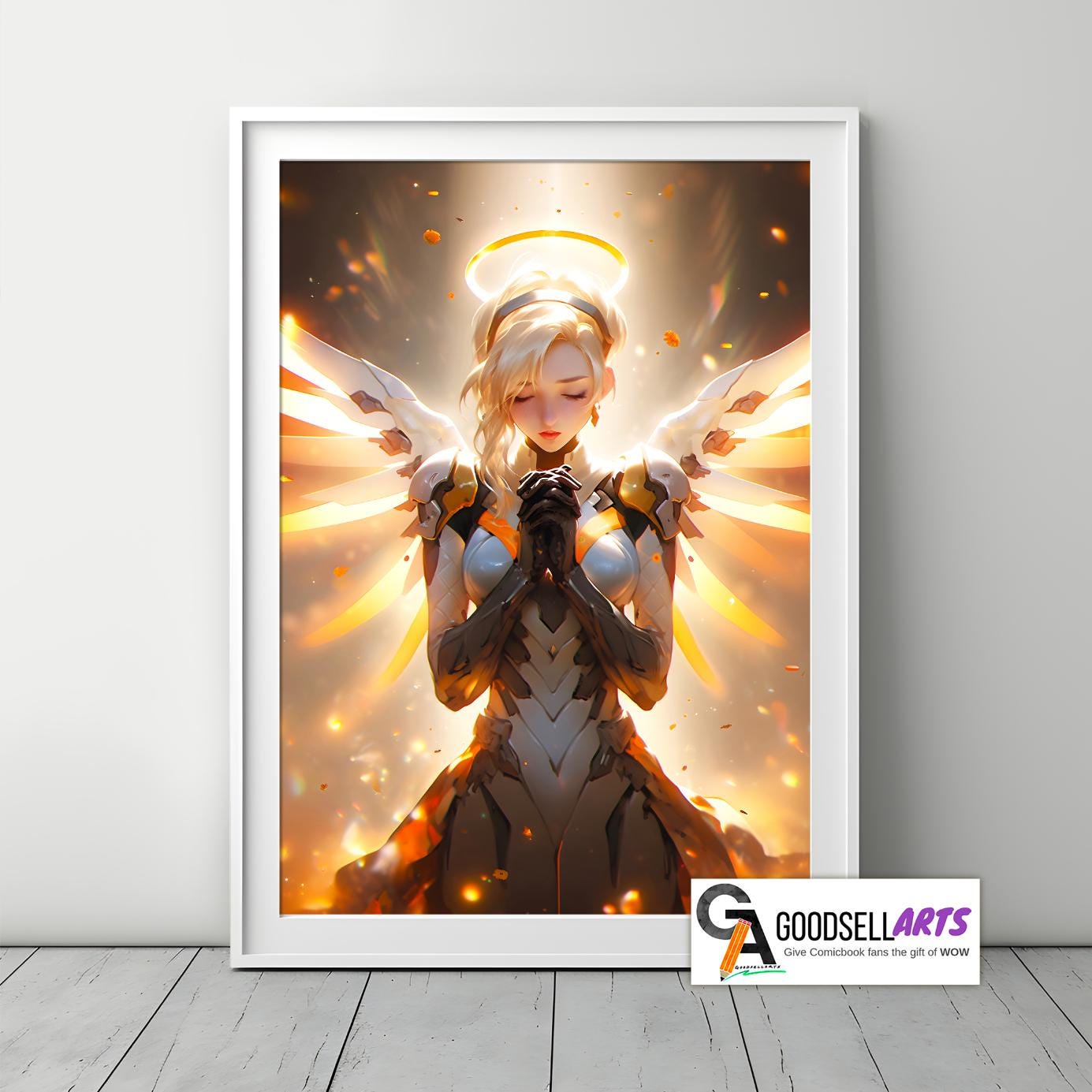Mercy Poster, Hero Mercy art print, Mercy Angel Poster, Gaming Poster, Video Game Poster, Gamer Room Decor, Mercy OW gift