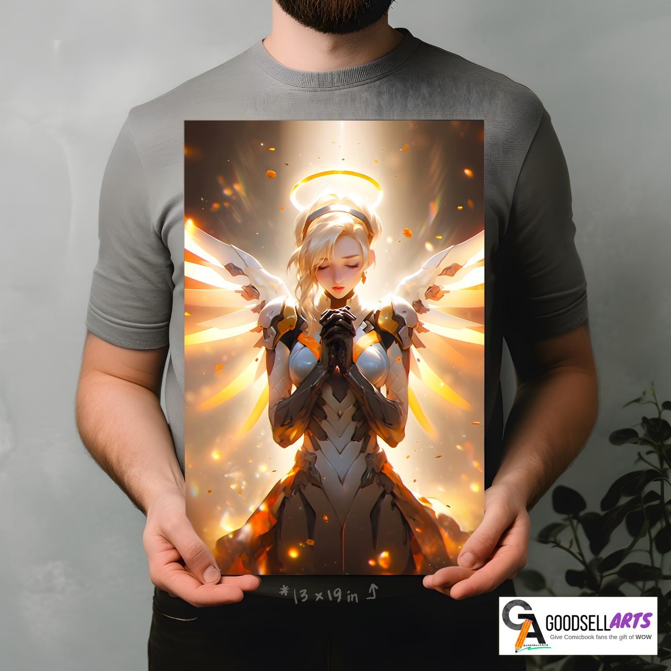 Mercy Poster, Hero Mercy art print, Mercy Angel Poster, Gaming Poster, Video Game Poster, Gamer Room Decor, Mercy OW gift