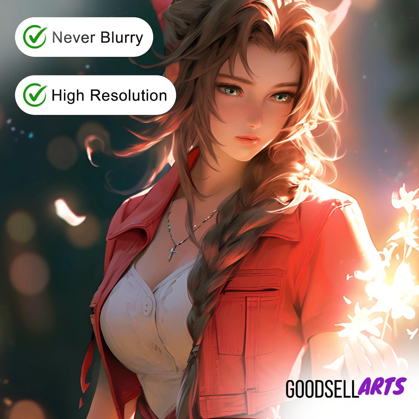 Aerith Final Fantasy Poster | FF7 Remake Prints, Aerith Gainsborough wall art, Final Fantasy fan gift, Large gamer decor, RPG Gamer Gift