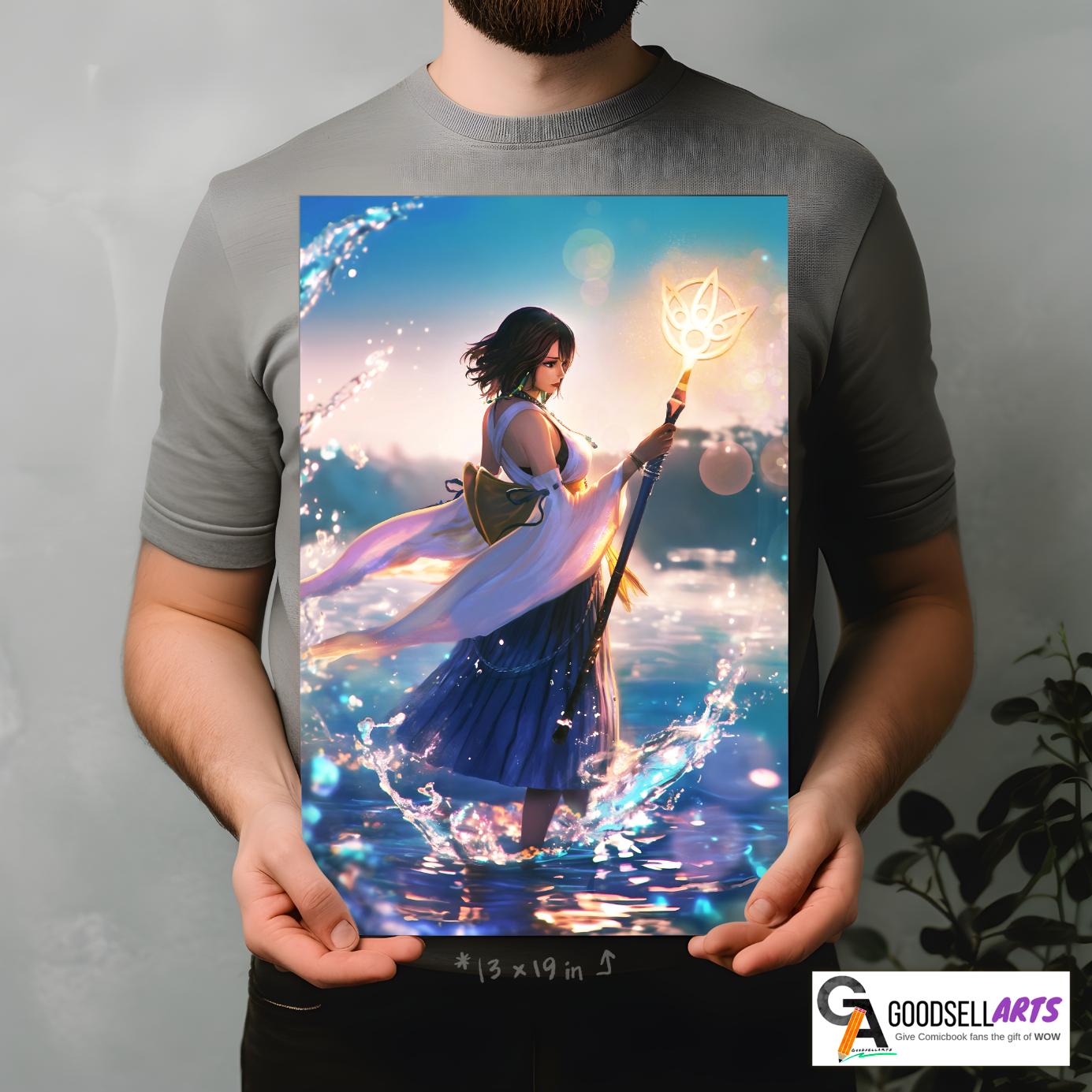 Yuna Final Fantasy Poster | FFX Video Game | Final Fantasy Prints | Yuna art print Final Fantasy RPG gift | Large poster | Gamer Room decor