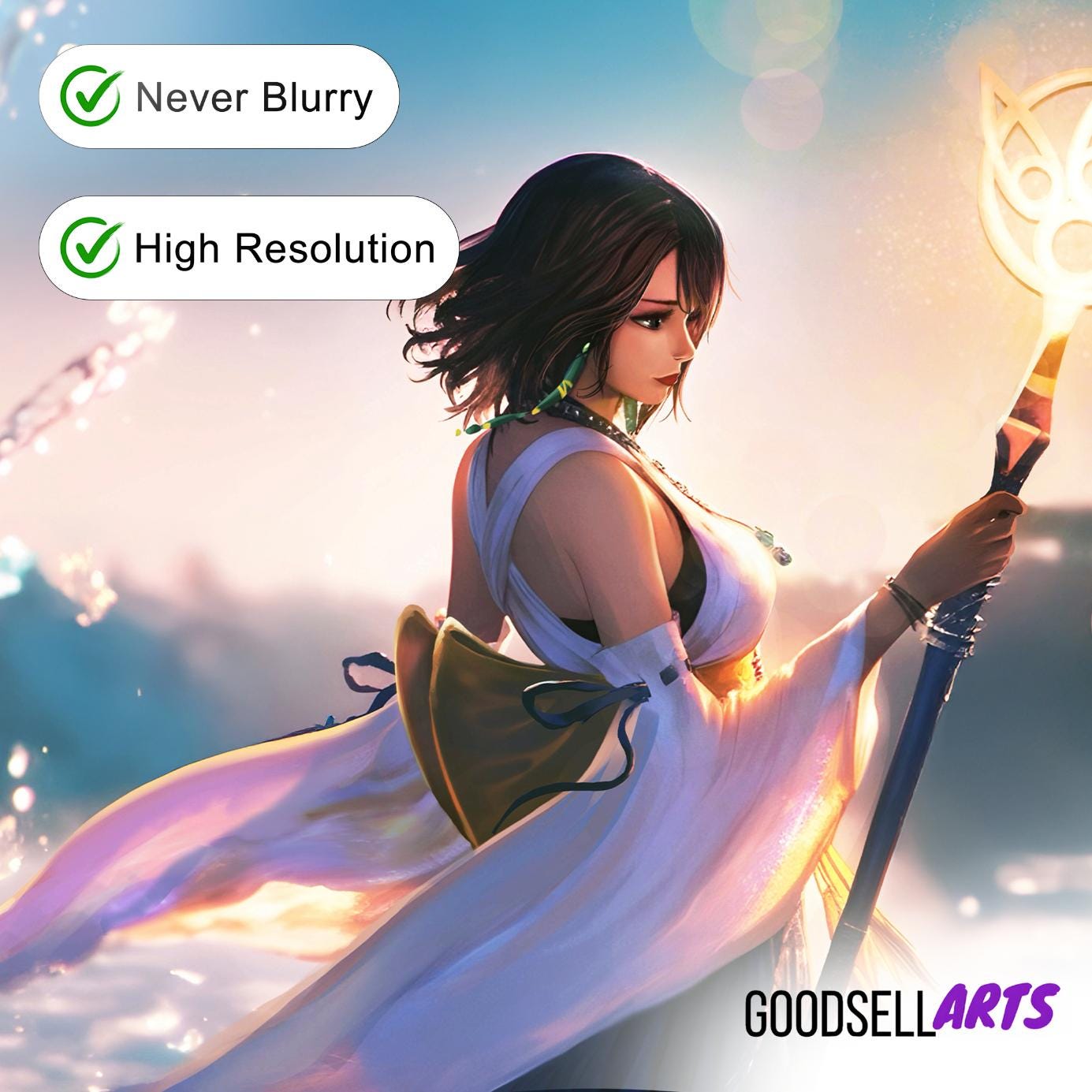 Yuna Final Fantasy Poster | FFX Video Game | Final Fantasy Prints | Yuna art print Final Fantasy RPG gift | Large poster | Gamer Room decor