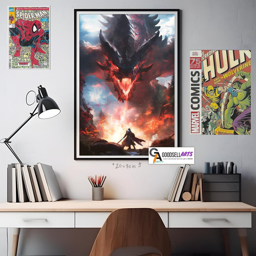 Monster Hunter Poster, Elder Dragon, Fantasy Gaming Wall Art, Safi&#39;jiiva, Gamer Room Decor, Video Game Art, Monster Hunter Fan Gift
