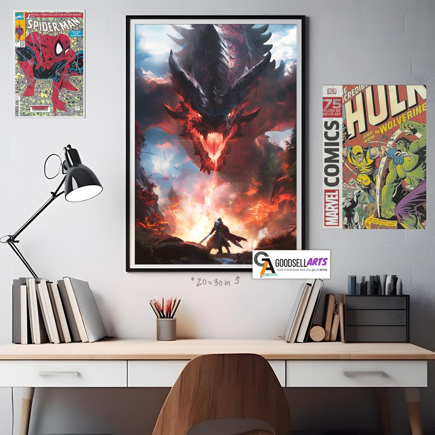 Monster Hunter Poster, Elder Dragon, Fantasy Gaming Wall Art, Safi&#39;jiiva, Gamer Room Decor, Video Game Art, Monster Hunter Fan Gift