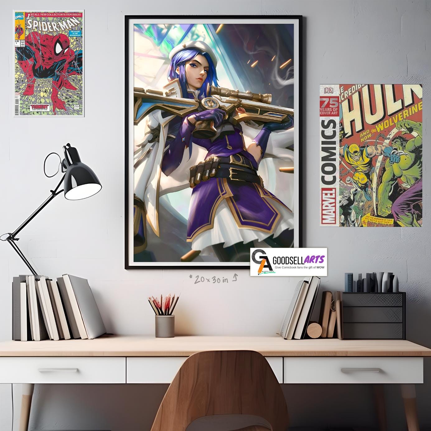Arcane Caitlyn Poster Print | League of Legends art | Video Game Poster LoL Anime Art | Caitlyn Champion art | Game room decor | Arcane gift