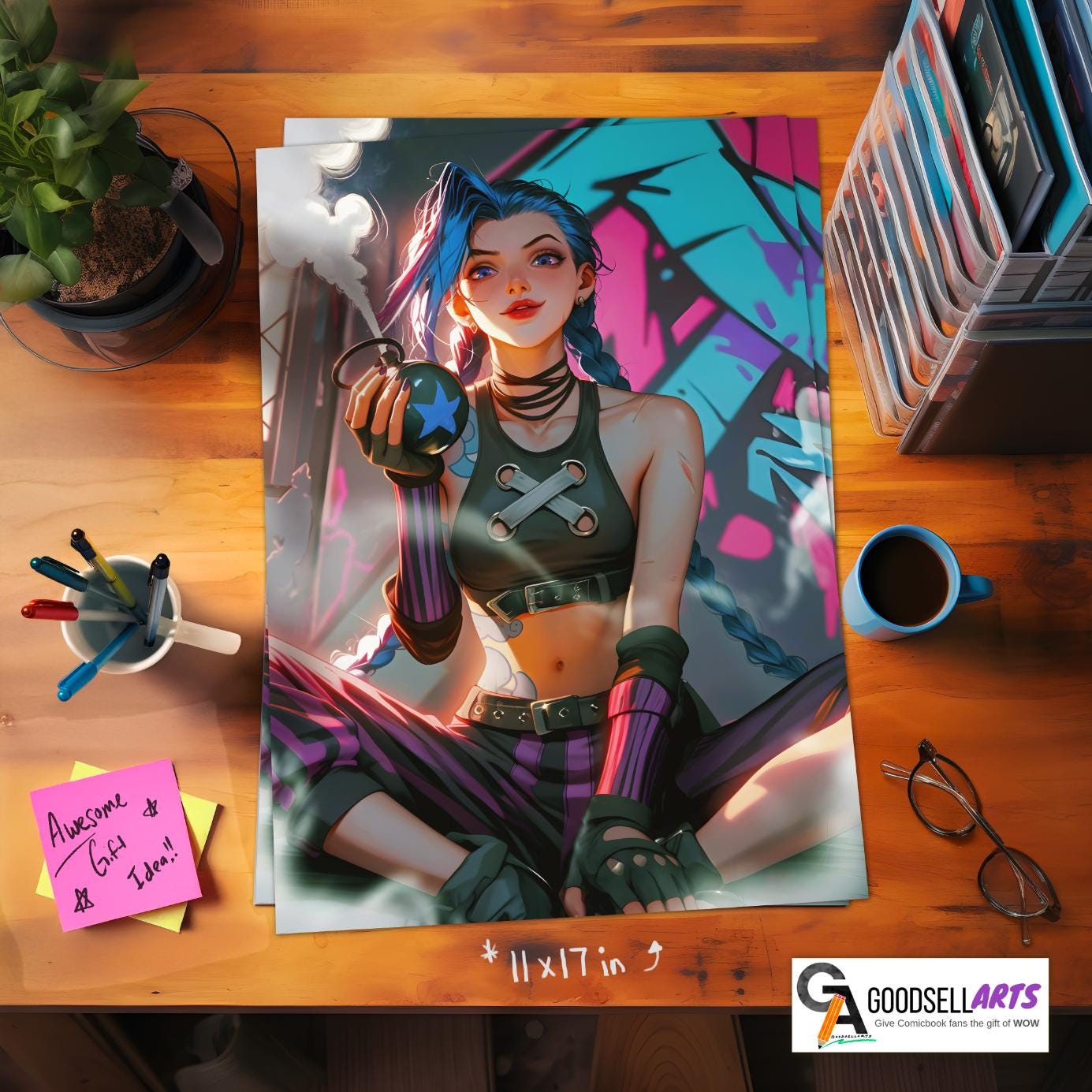 Arcane Jinx Poster Print | League of Legends art |  Video Game Poster | LoL Anime Poster Art | Jinx Powder | Game room decor | Gift for him