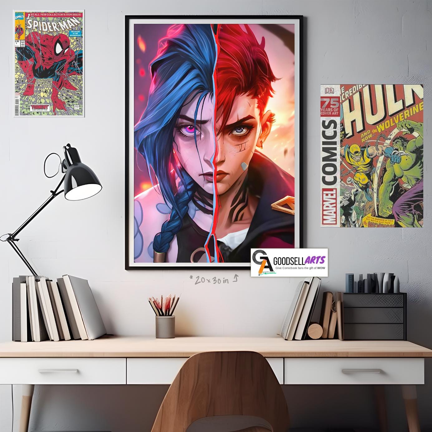 Arcane Vi and Jinx Poster | League of Legends art |  Video Game Poster| LoL Anime Poster Art | Vi Jinx art | Game room decor | Arcane gift