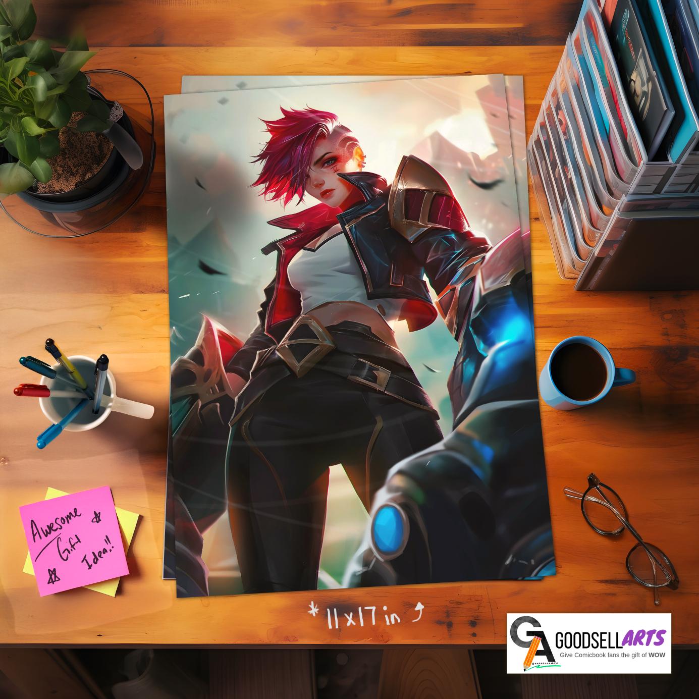 Arcane Vi Poster Print | League of Legends art |  Video Game Poster| LoL Anime Poster Art | Vi Champion art | Game room decor | Arcane gift