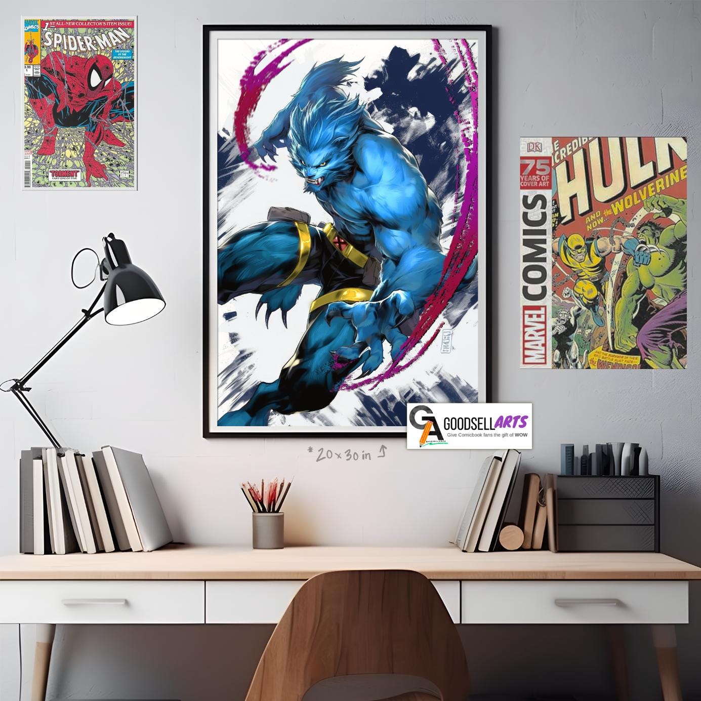 Beast X-Men Art print, Marvel X-Men poster, Hank McCoy Beast wall art, X-Men Gift, X-Men 97, gamer room decor, Marvel wall art