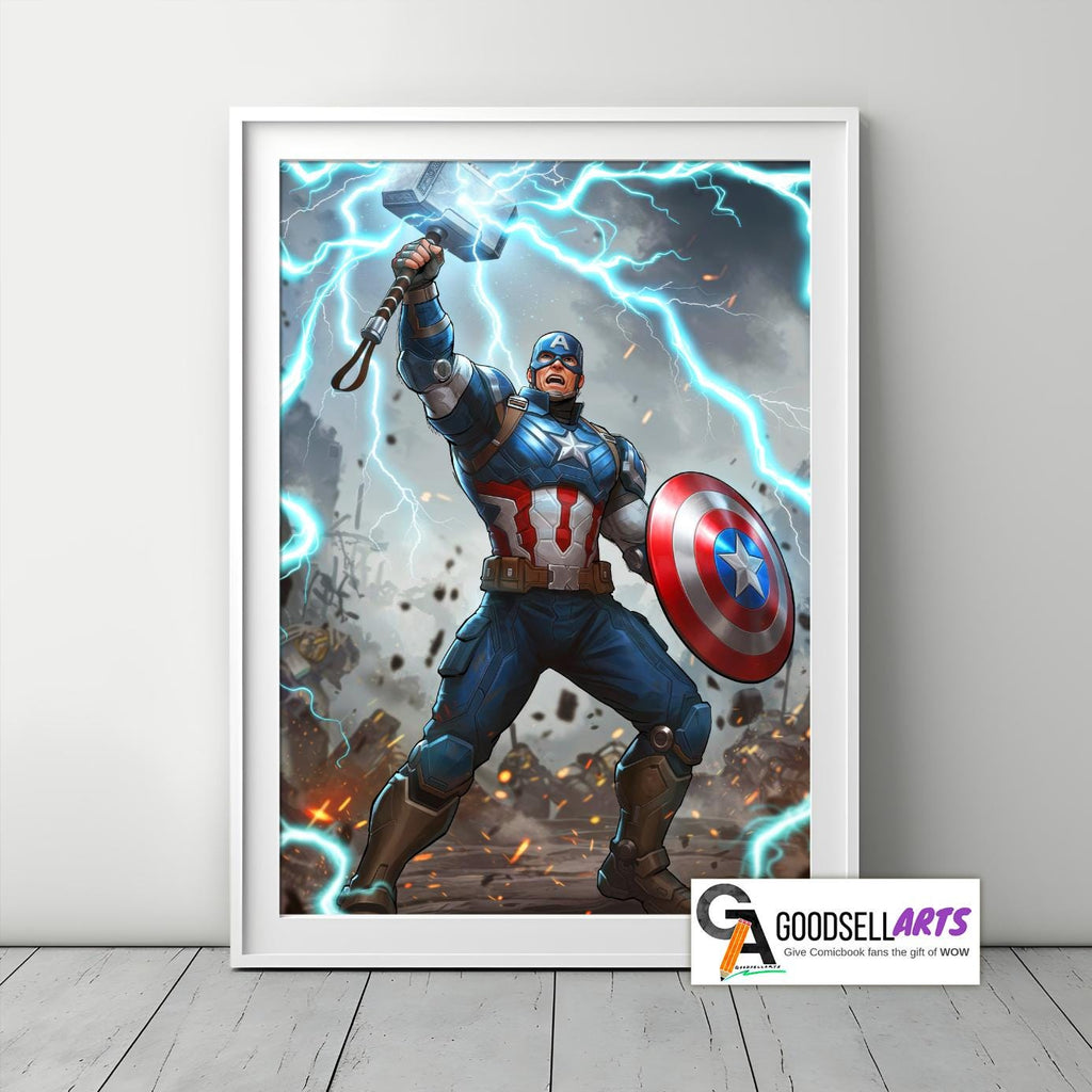 Captain America Poster | Marvel wall art print, Steve Rogers Superhero Comic decor, Gamer room decor, Avengers Gift for Marvel Fans