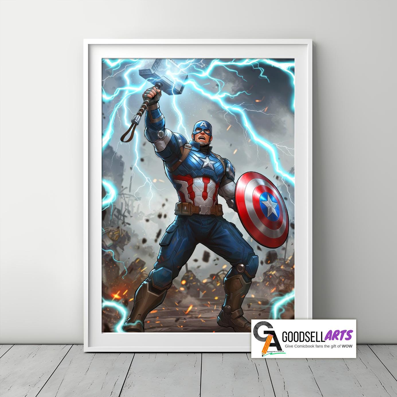 Captain America Poster | Marvel wall art print, Steve Rogers Superhero Comic decor, Gamer room decor, Avengers Gift for Marvel Fans