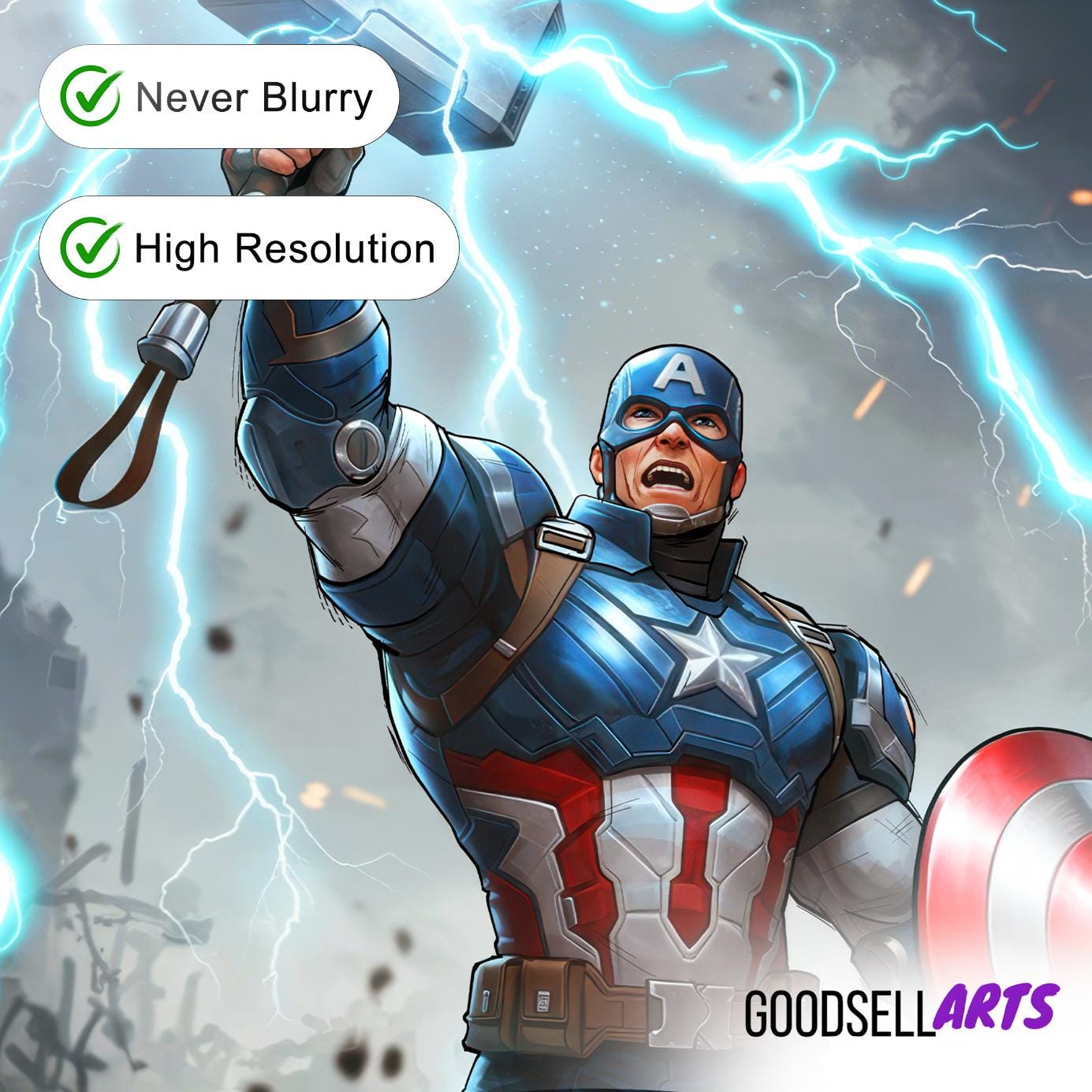 Captain America Poster | Marvel wall art print, Steve Rogers Superhero Comic decor, Gamer room decor, Avengers Gift for Marvel Fans