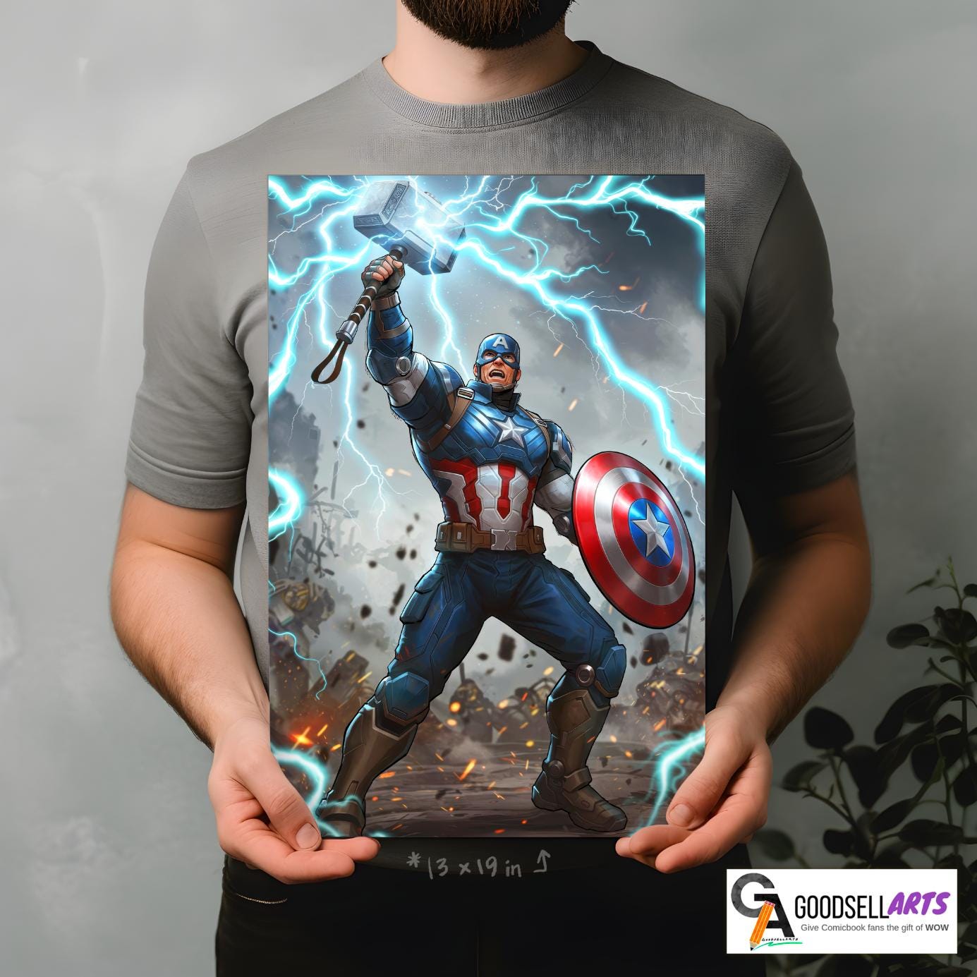 Captain America Poster | Marvel wall art print, Steve Rogers Superhero Comic decor, Gamer room decor, Avengers Gift for Marvel Fans
