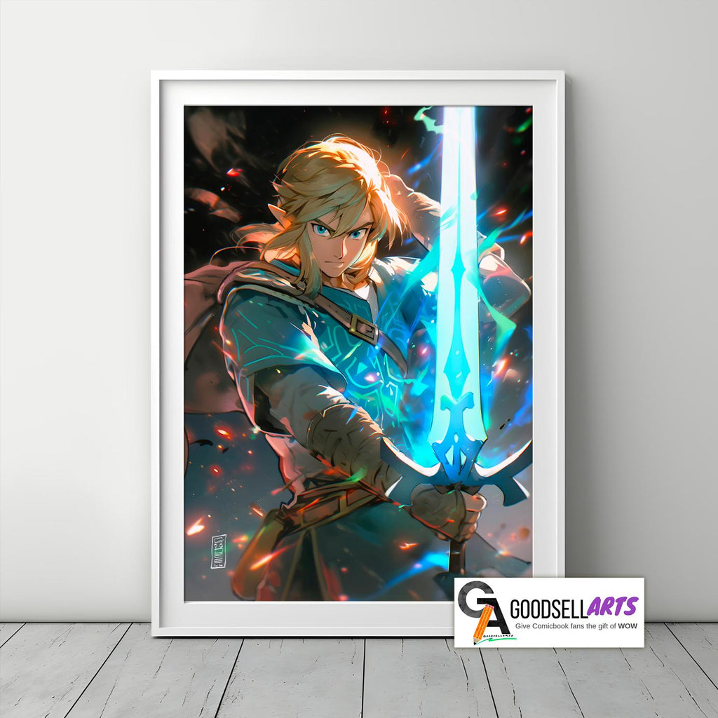 Zelda Link Poster | Master sword | Legend of Zelda Gift | Gamer Gifts | Breath of the Wild | Tears of the Kingdom | Zelda wall art print