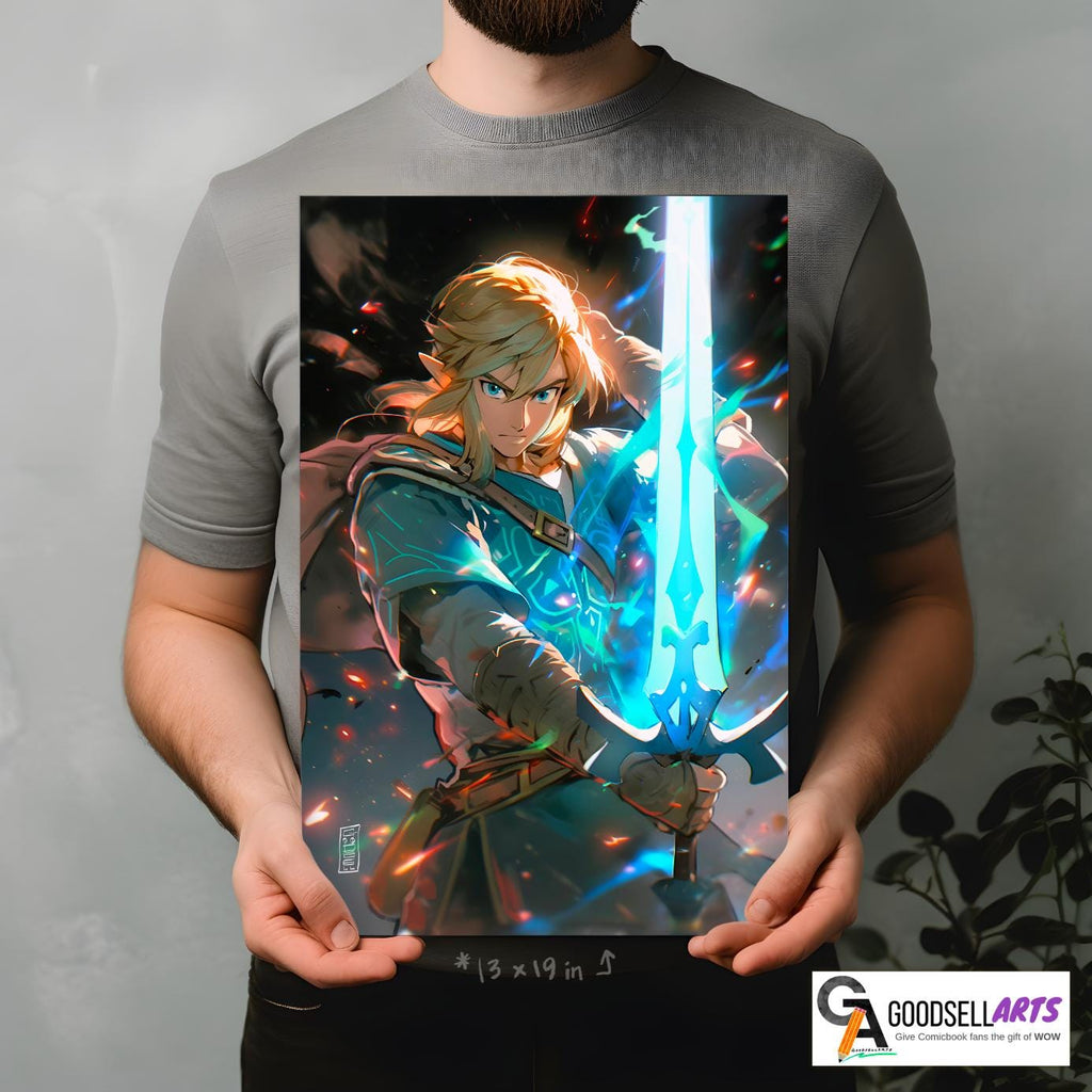 Zelda Link Poster | Master sword | Legend of Zelda Gift | Gamer Gifts | Breath of the Wild | Tears of the Kingdom | Zelda wall art print