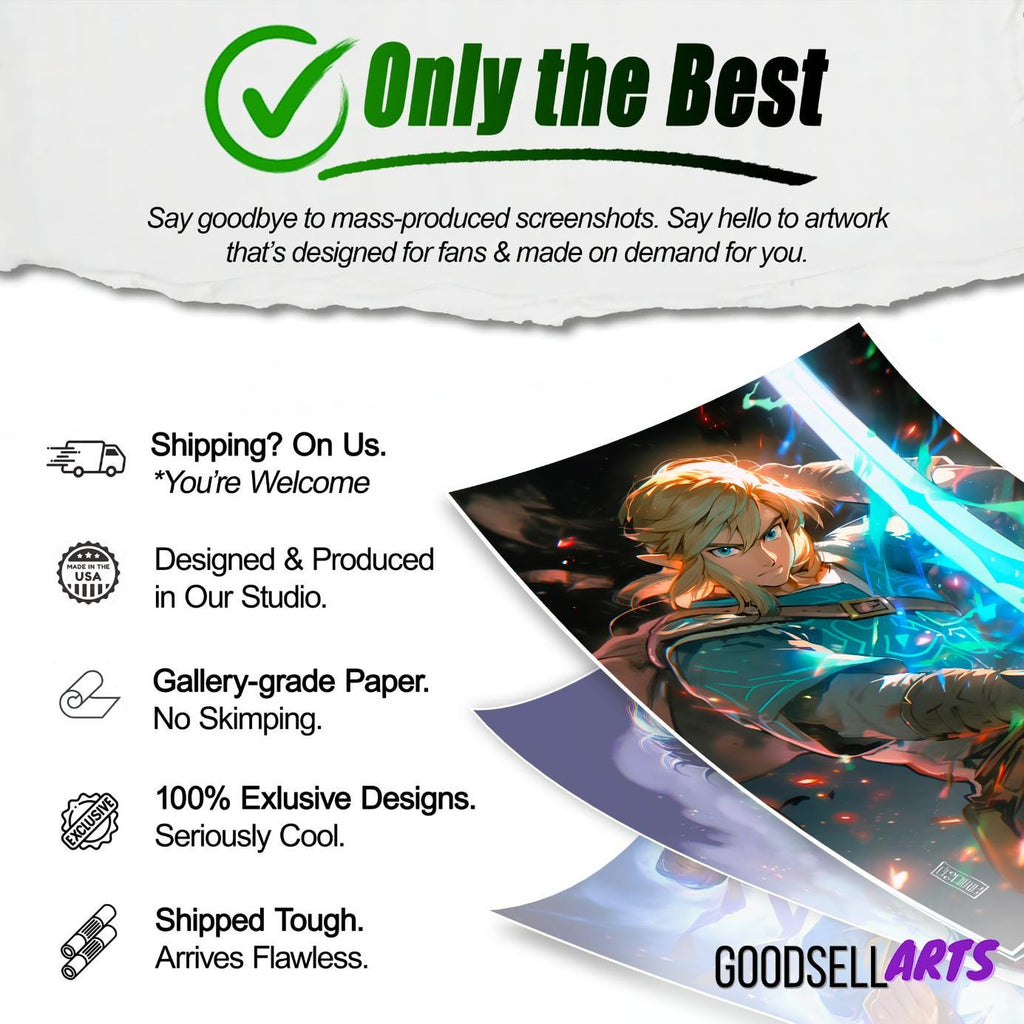 Zelda Link Poster | Master sword | Legend of Zelda Gift | Gamer Gifts | Breath of the Wild | Tears of the Kingdom | Zelda wall art print