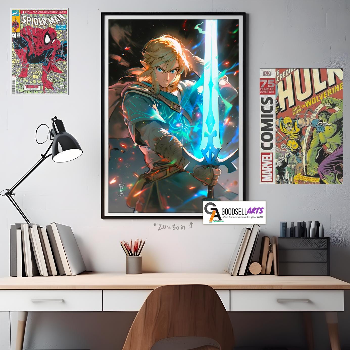 Zelda Link Poster | Master sword | Legend of Zelda Gift | Gamer Gifts | Breath of the Wild | Tears of the Kingdom | Zelda wall art print